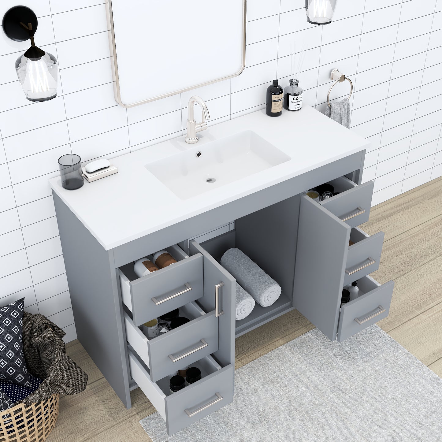 Rio 48" Bathroom Vanity with Acrylic integrated counter top