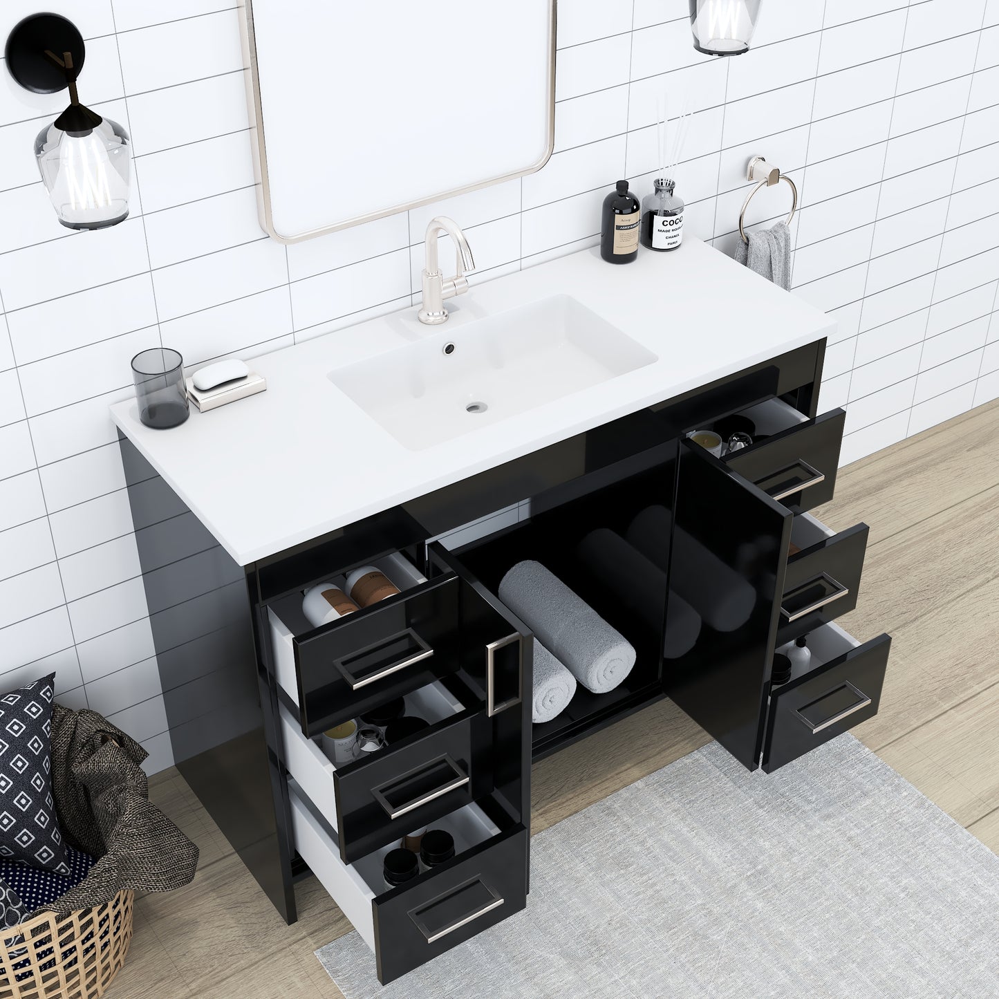 Rio 48" Bathroom Vanity with Acrylic integrated counter top