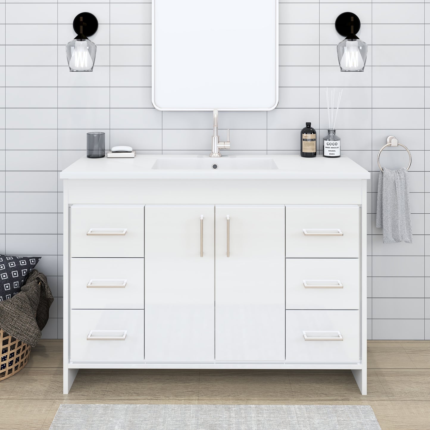 Rio 48" Bathroom Vanity with Acrylic integrated counter top