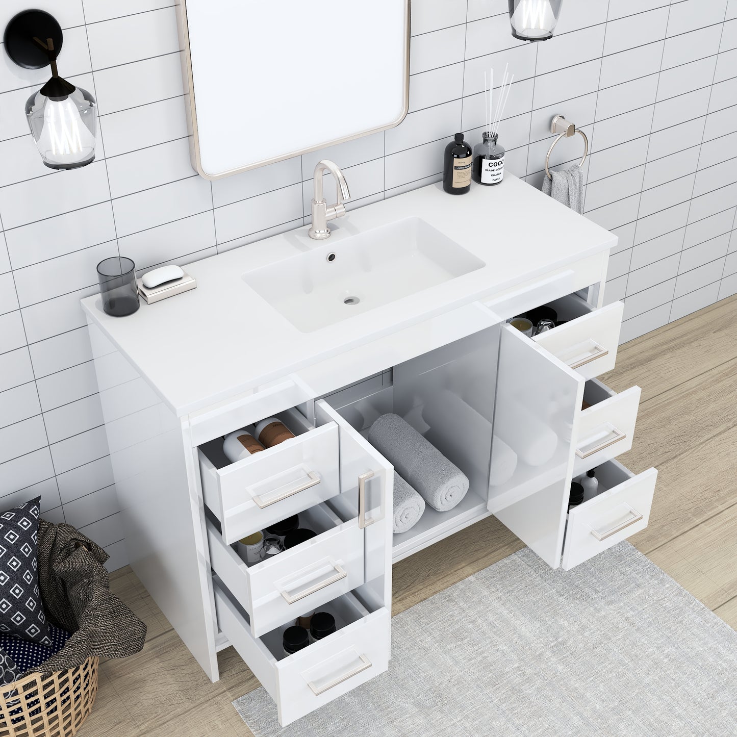 Rio 48" Bathroom Vanity with Acrylic integrated counter top