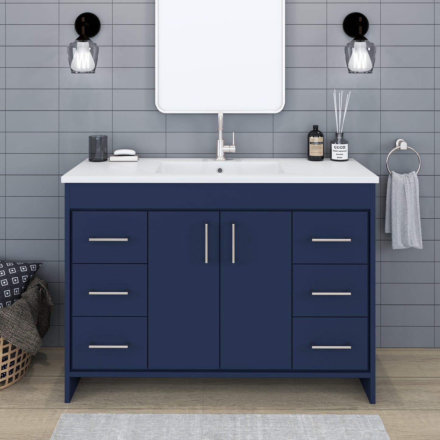 Rio 48" Bathroom Vanity with Acrylic integrated counter top