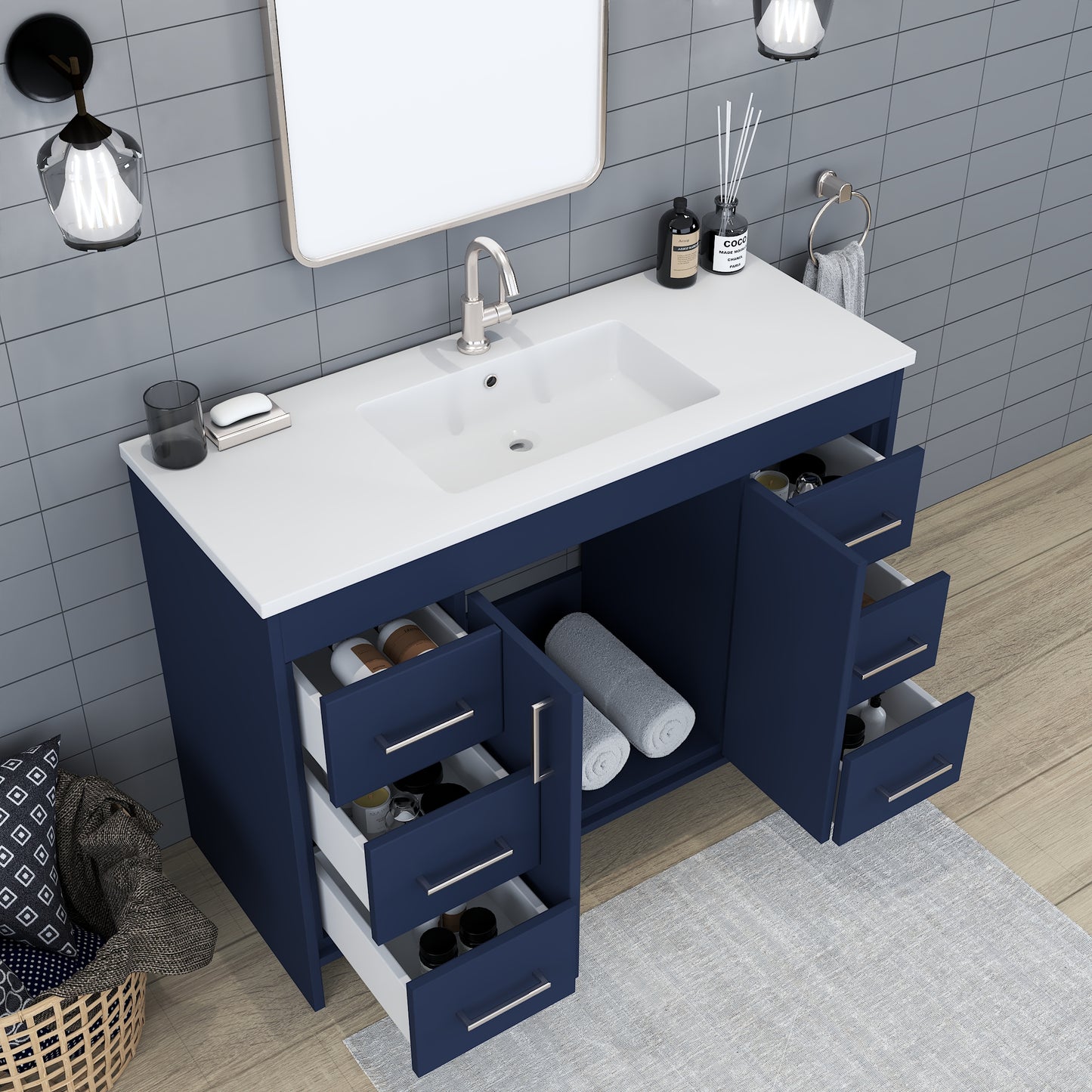 Rio 48" Bathroom Vanity with Acrylic integrated counter top