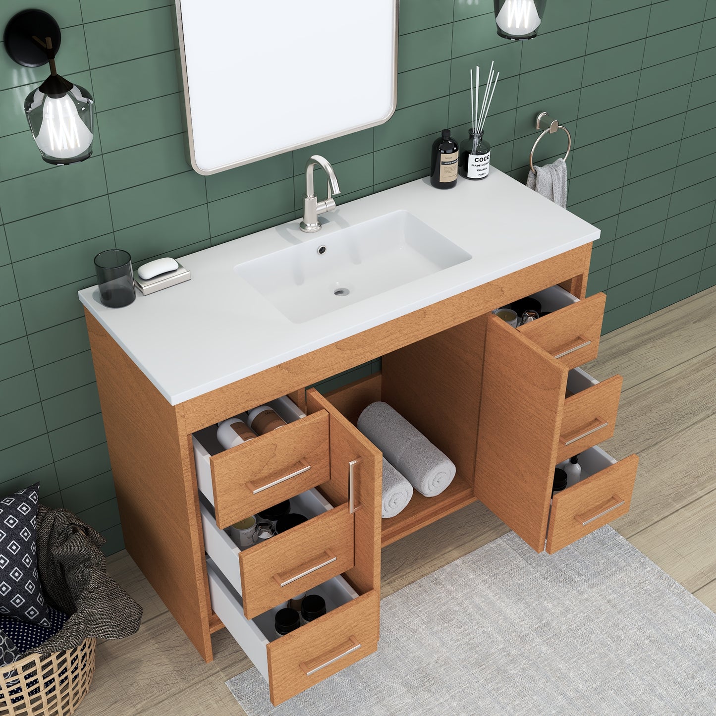 Rio 48" Bathroom Vanity with Acrylic integrated counter top