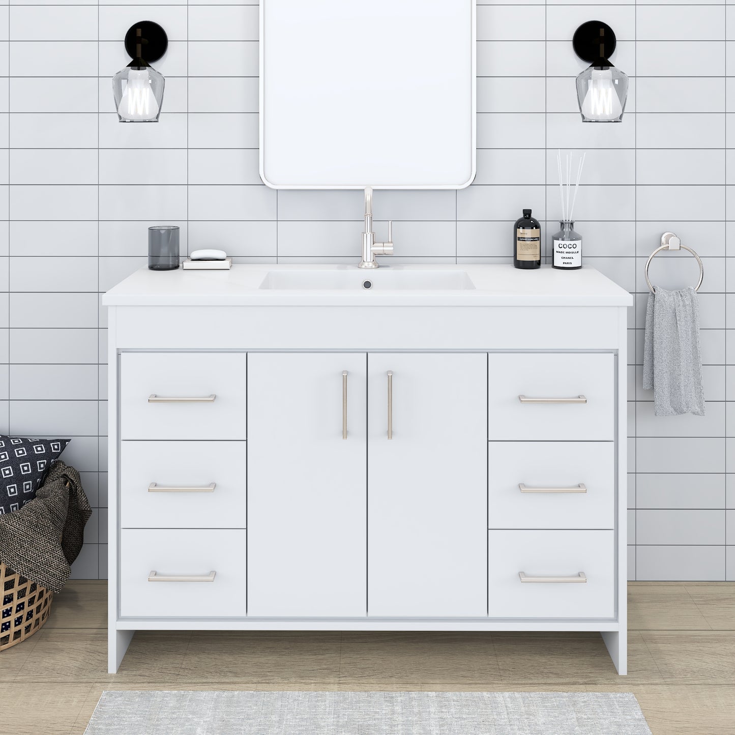 Rio 48" Bathroom Vanity with Acrylic integrated counter top