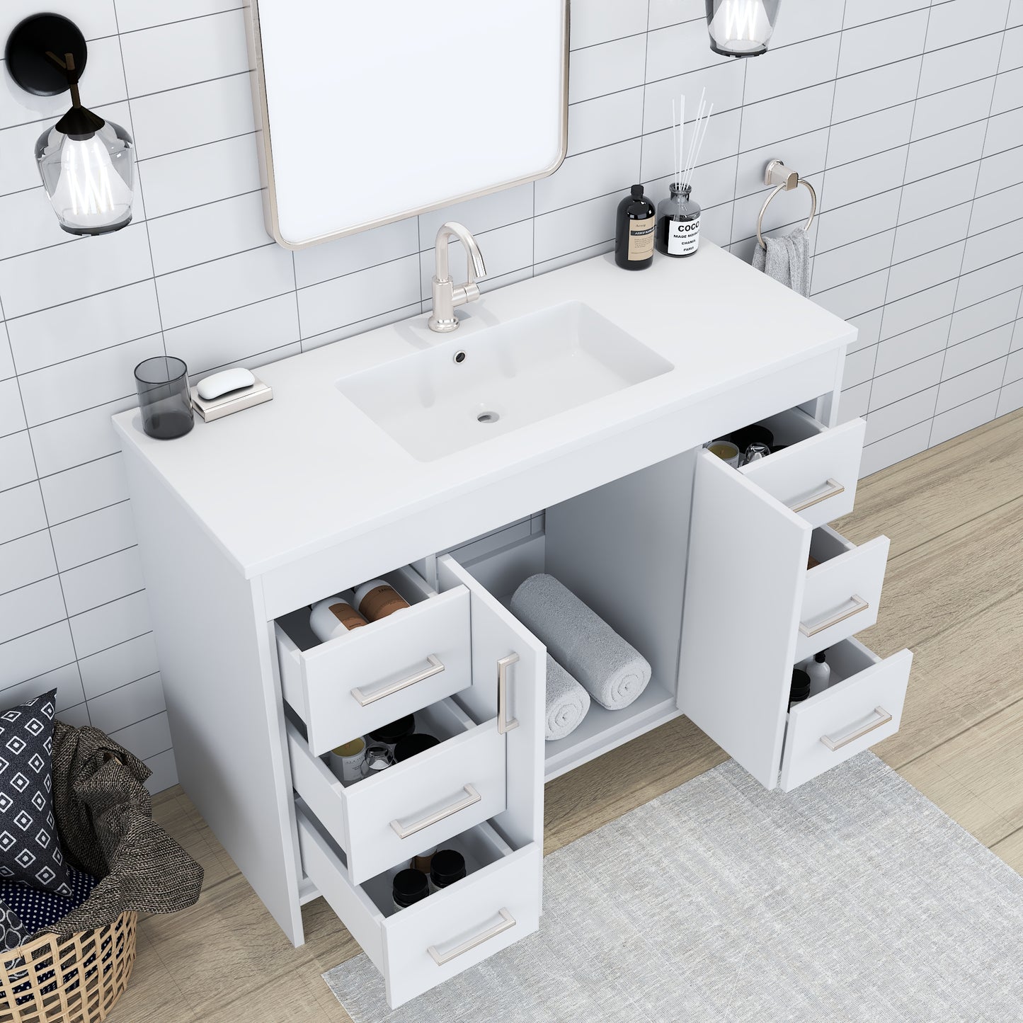 Rio 48" Bathroom Vanity with Acrylic integrated counter top