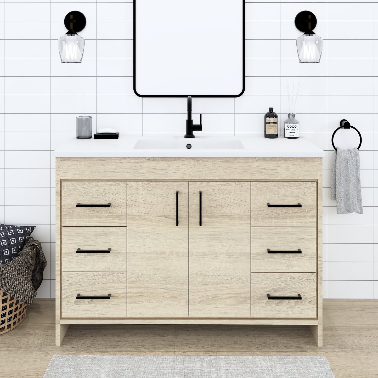Rio 48" Bathroom Vanity with Acrylic integrated counter top