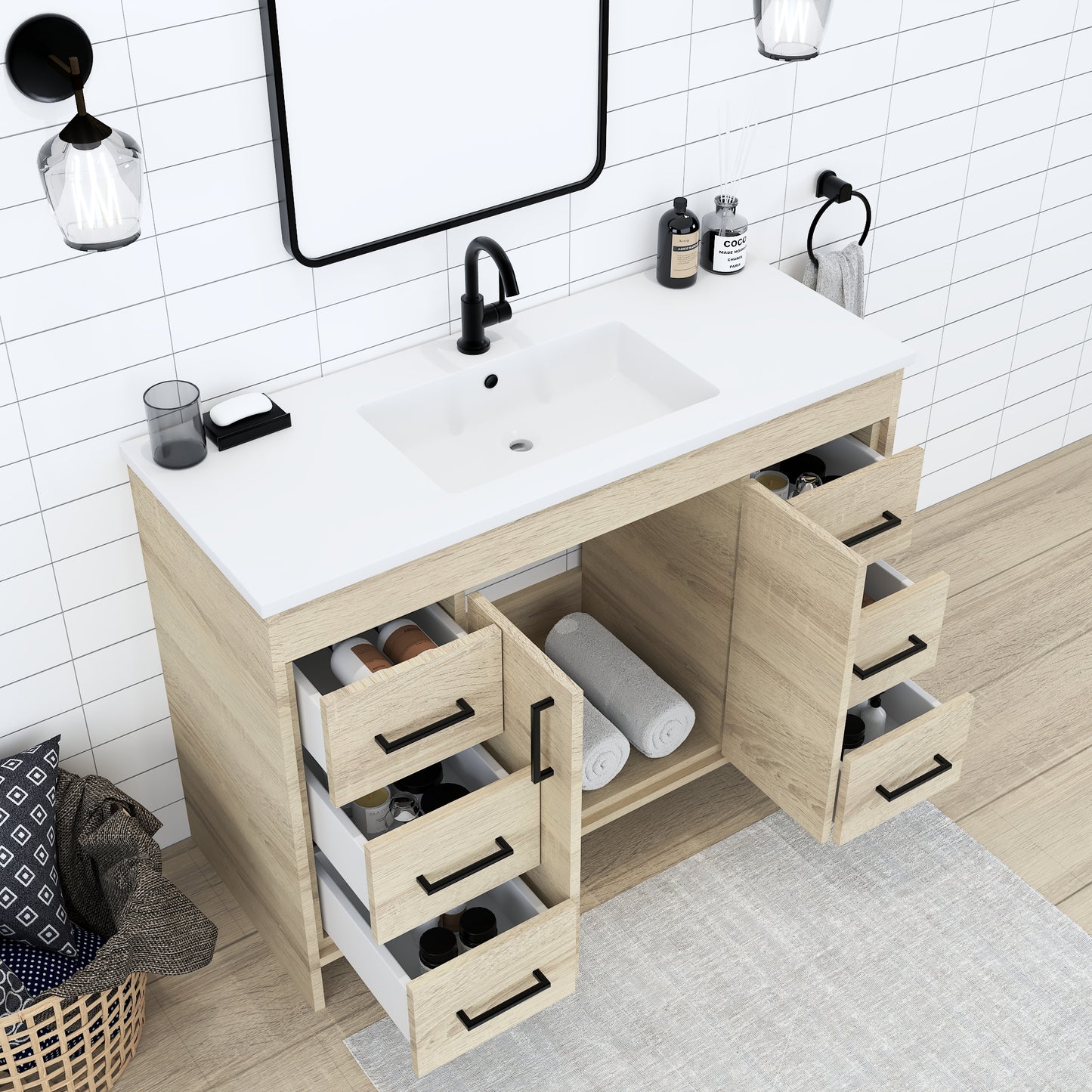 Rio 48" Bathroom Vanity with Acrylic integrated counter top