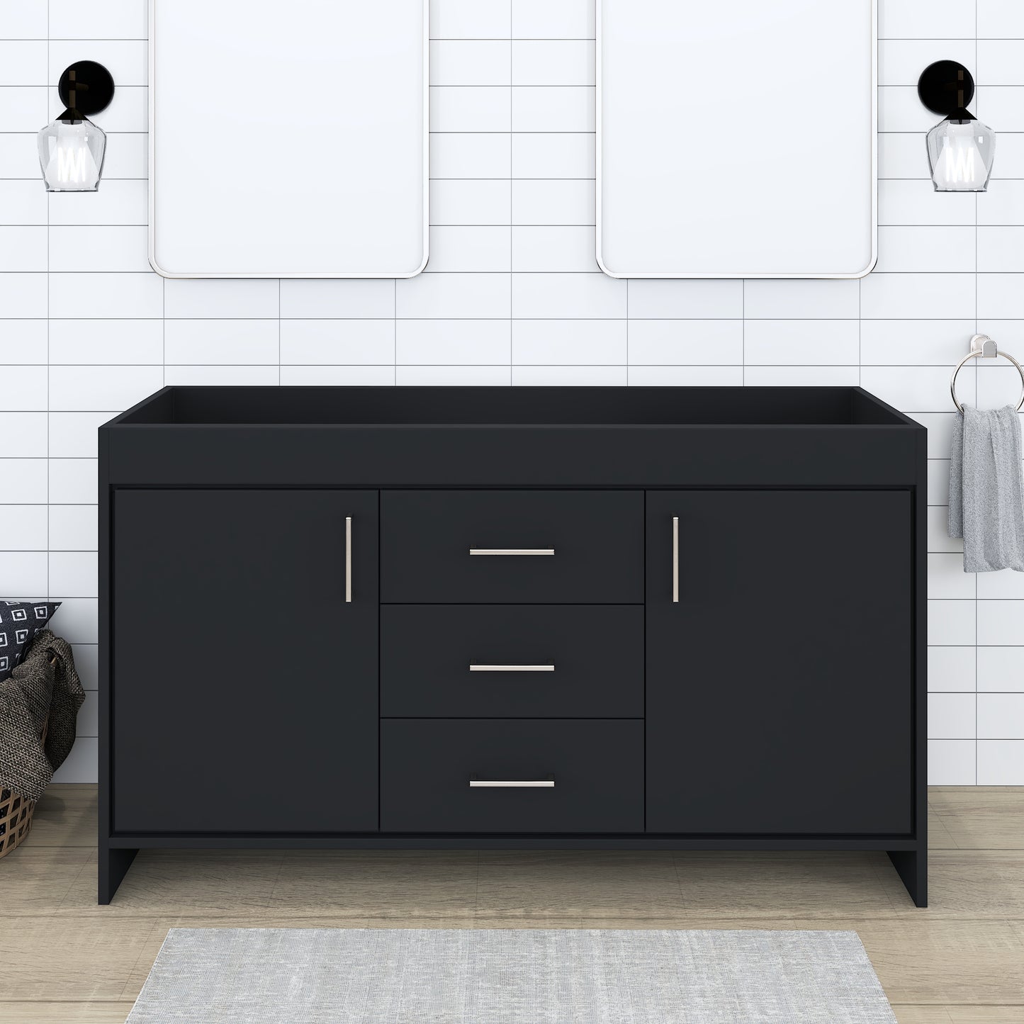 Rio 60" Double Sink Bathroom Vanity Cabinet Only