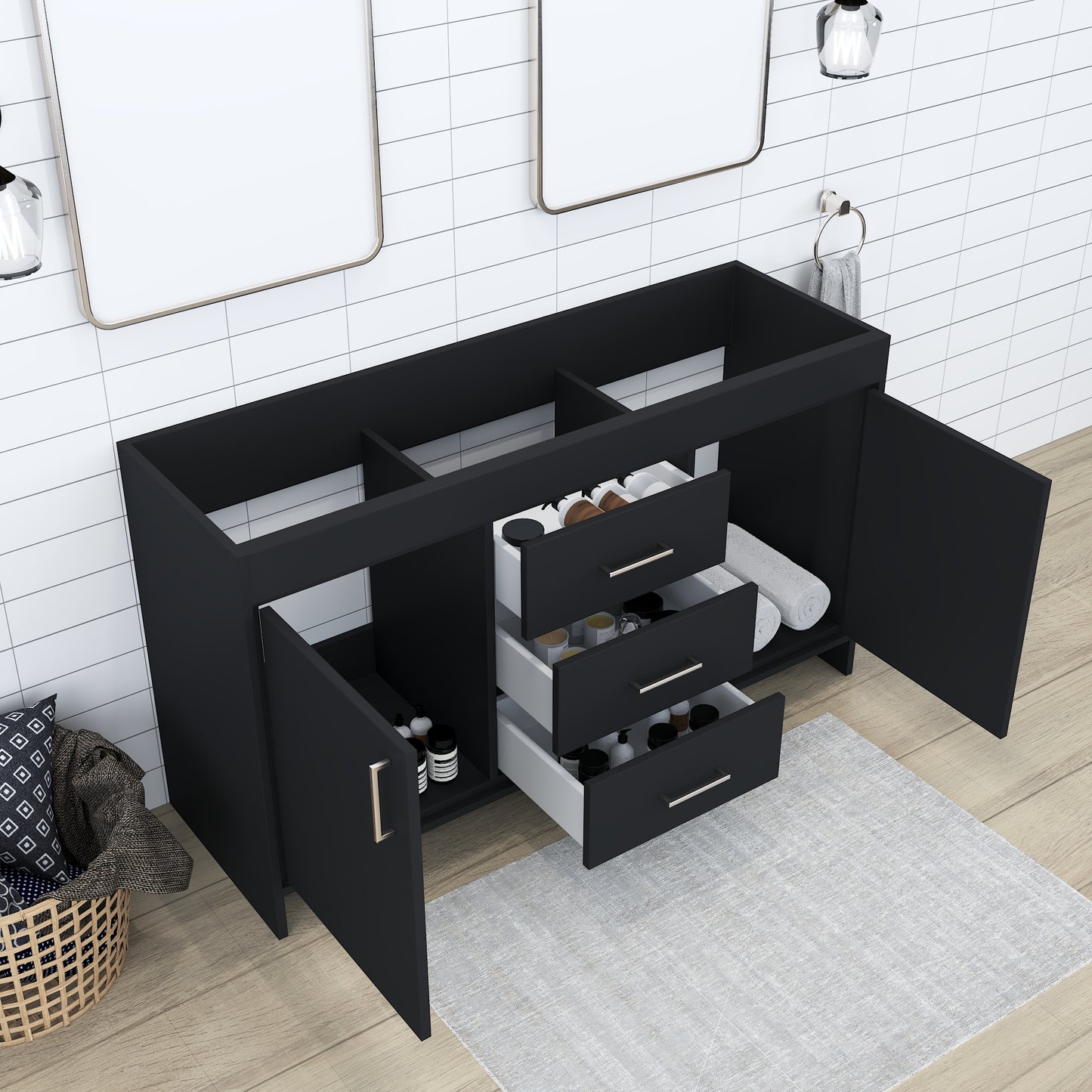 Rio 60" Double Sink Bathroom Vanity Cabinet Only