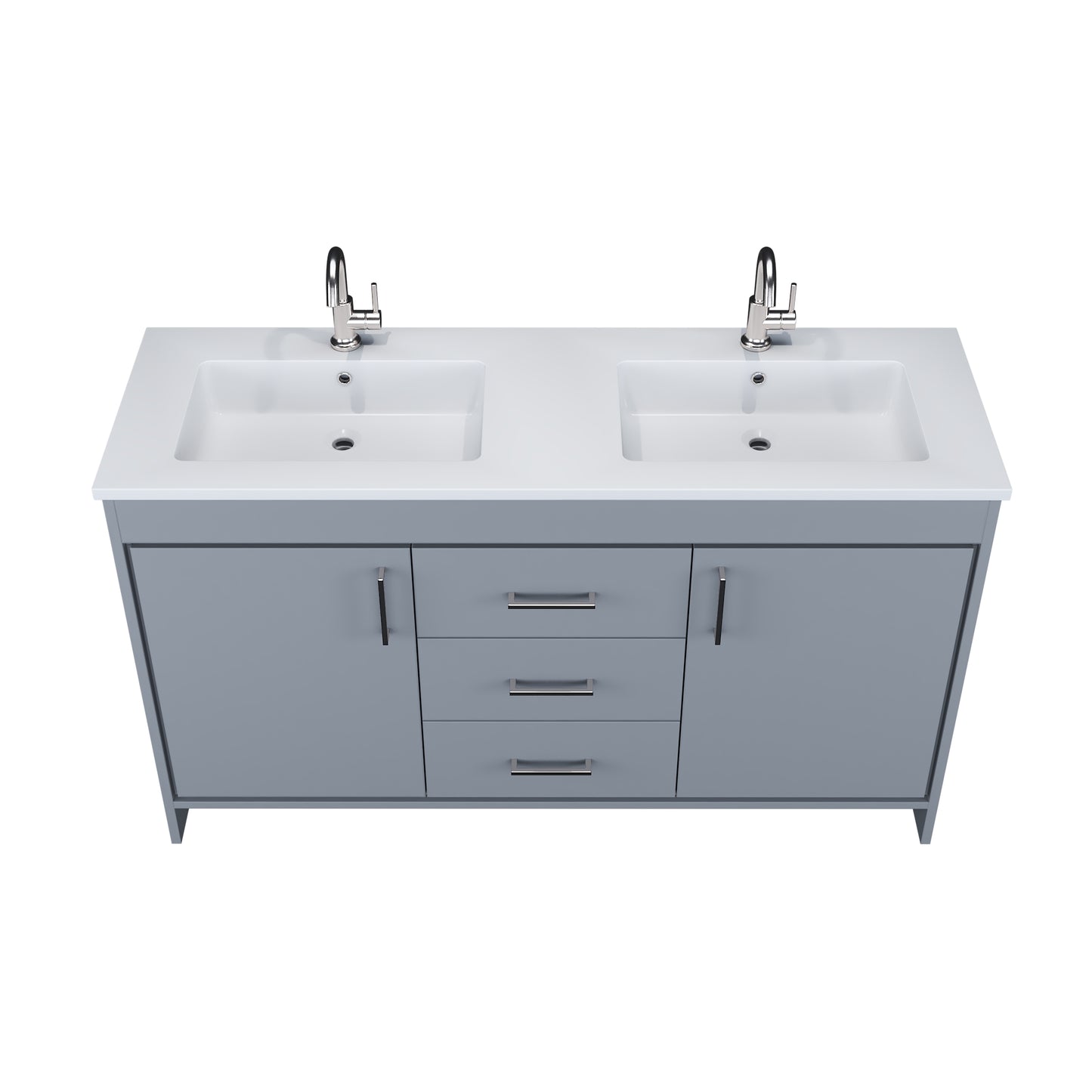Rio 60" Double Sink Bathroom Vanity with Acrylic integrated counter top