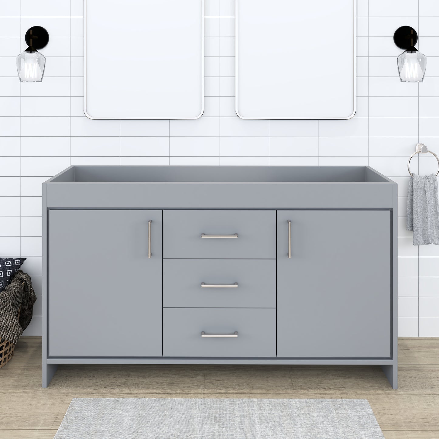 Rio 60" Double Sink Bathroom Vanity Cabinet Only