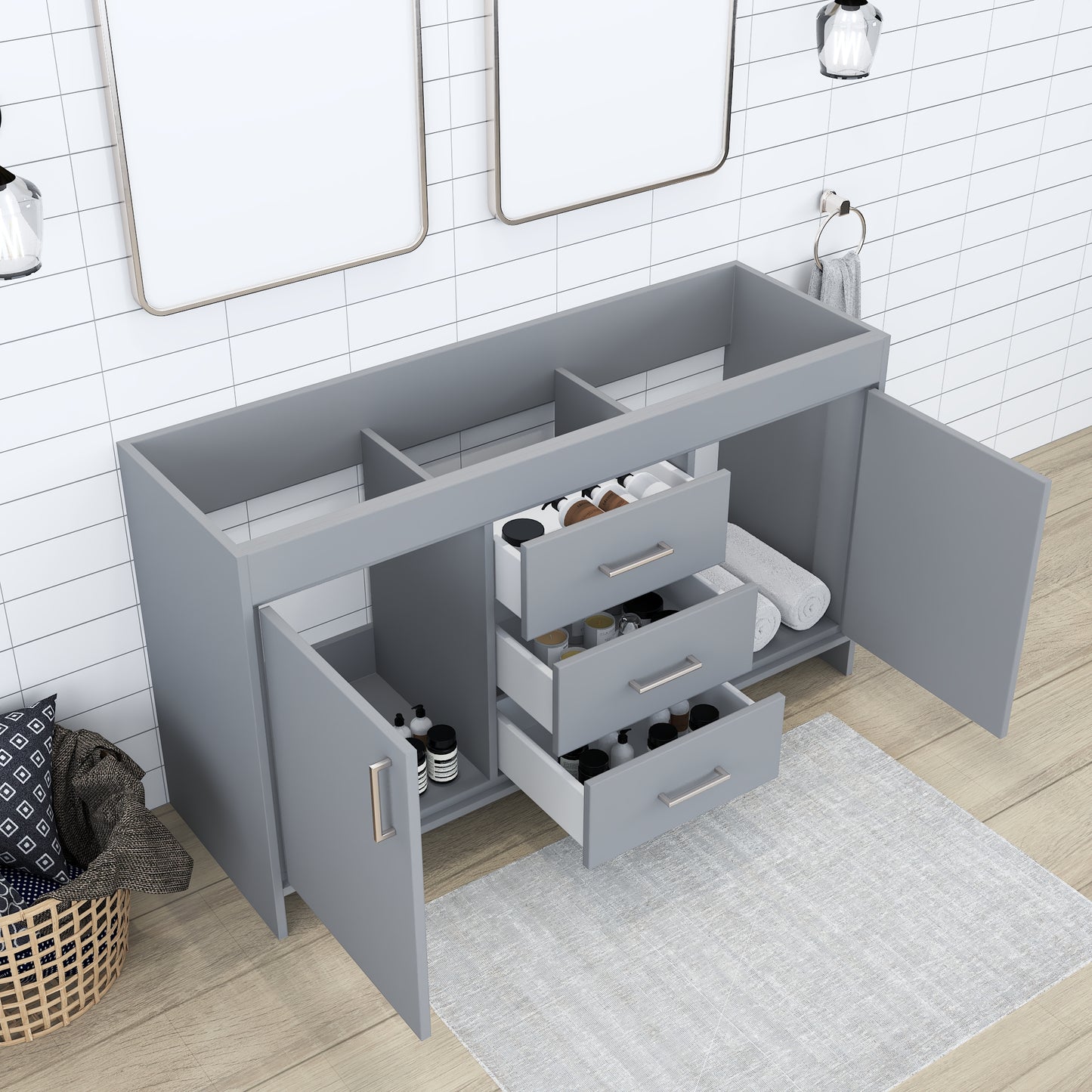 Rio 60" Double Sink Bathroom Vanity Cabinet Only
