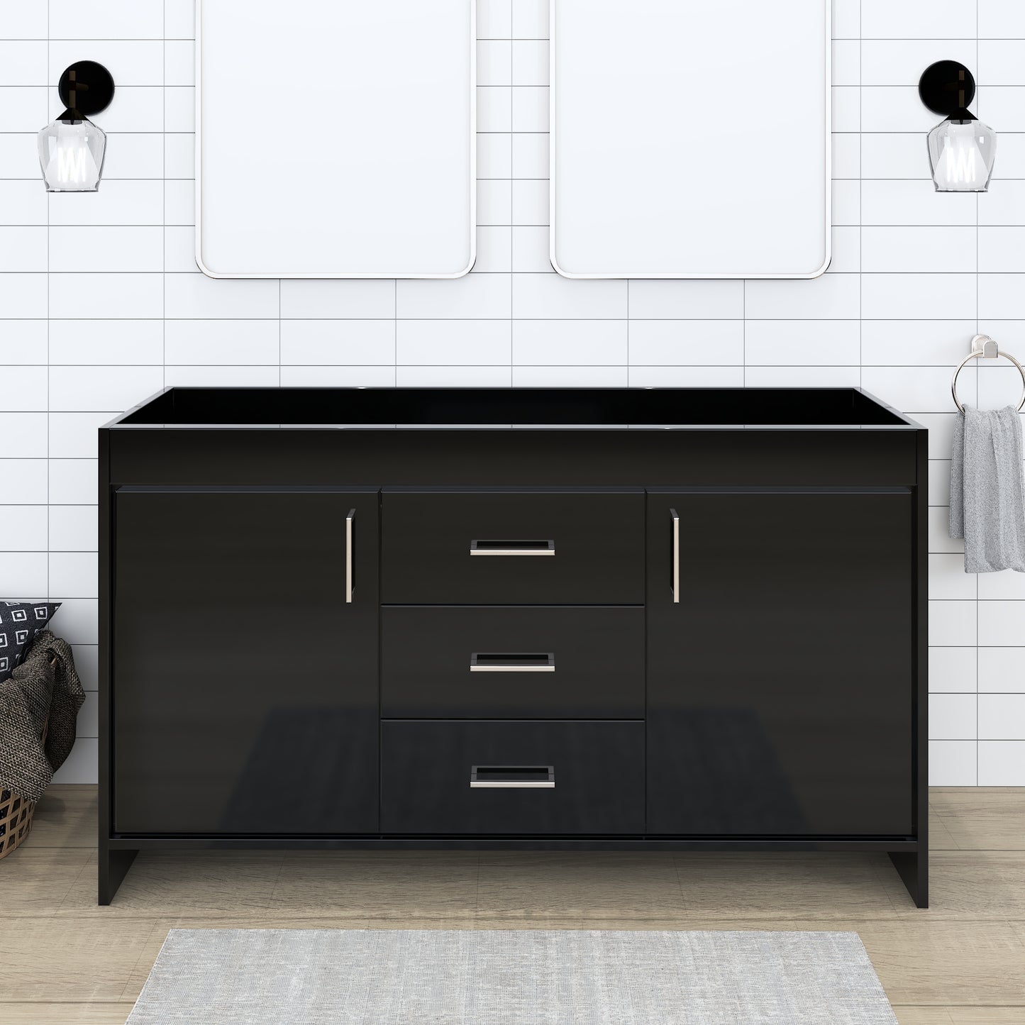 Rio 60" Double Sink Bathroom Vanity Cabinet Only