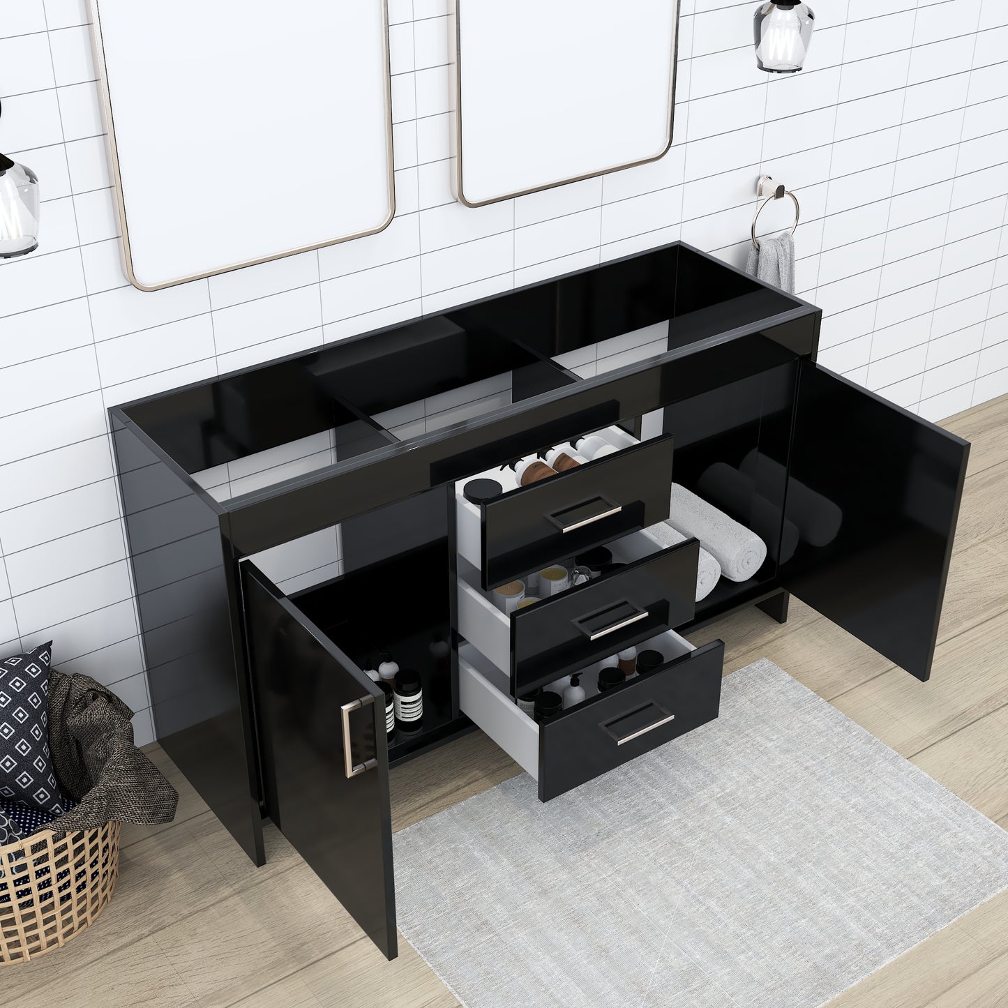 Rio 60" Double Sink Bathroom Vanity Cabinet Only