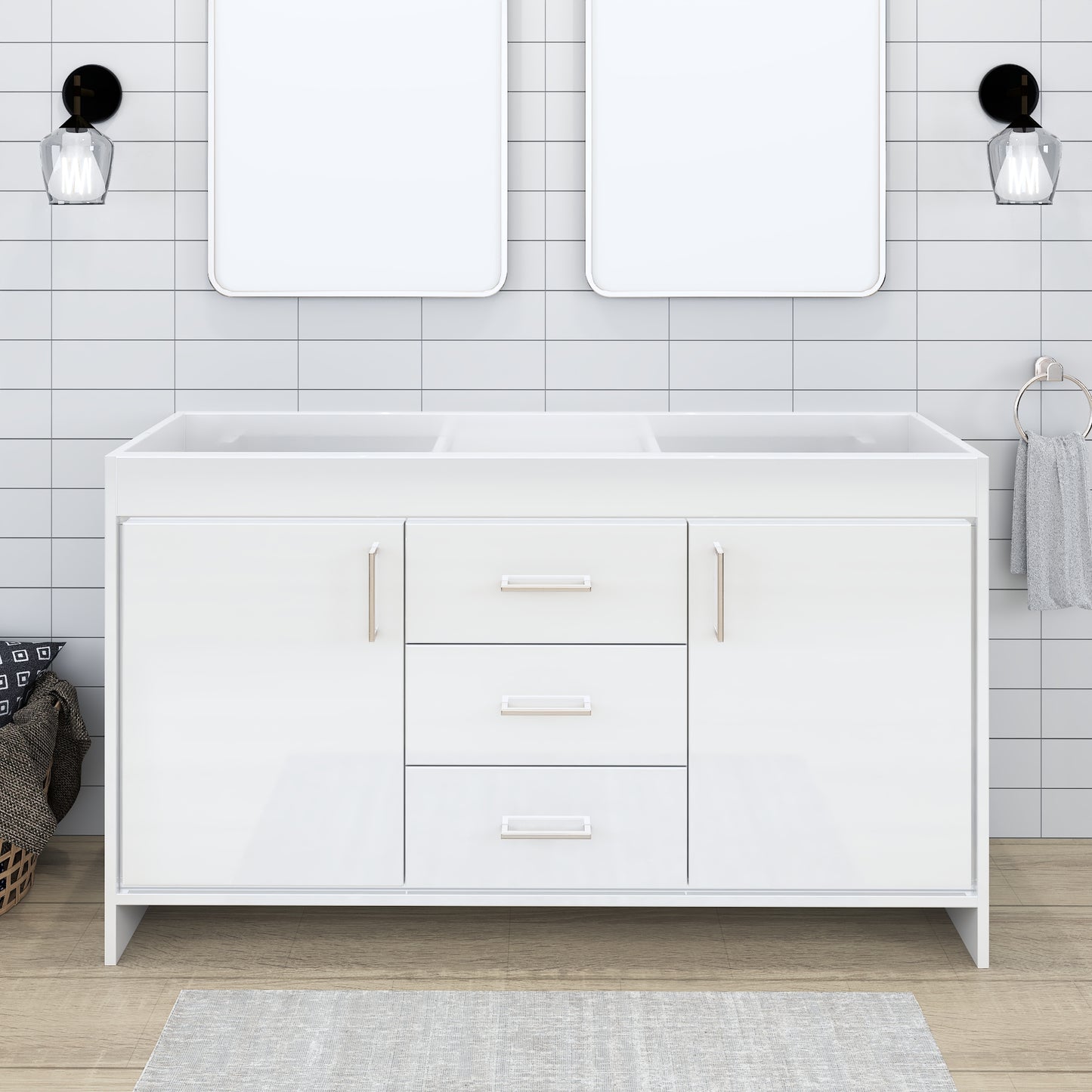 Rio 60" Double Sink Bathroom Vanity Cabinet Only