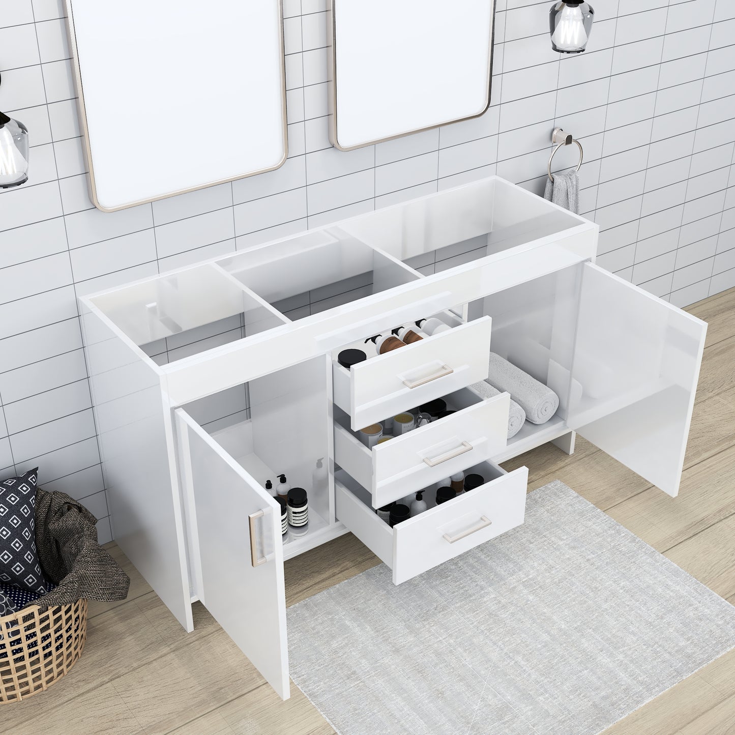 Rio 60" Double Sink Bathroom Vanity Cabinet Only
