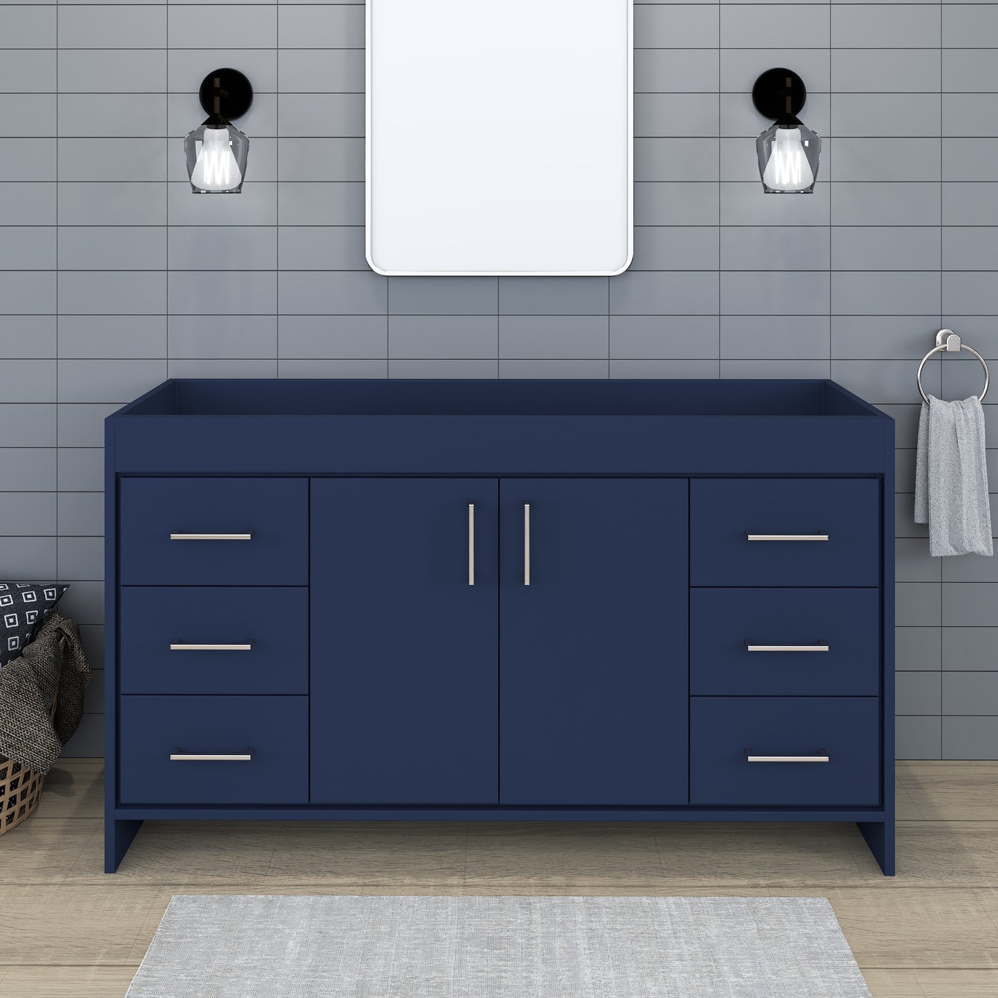 Rio 60" Double Sink Bathroom Vanity Cabinet Only