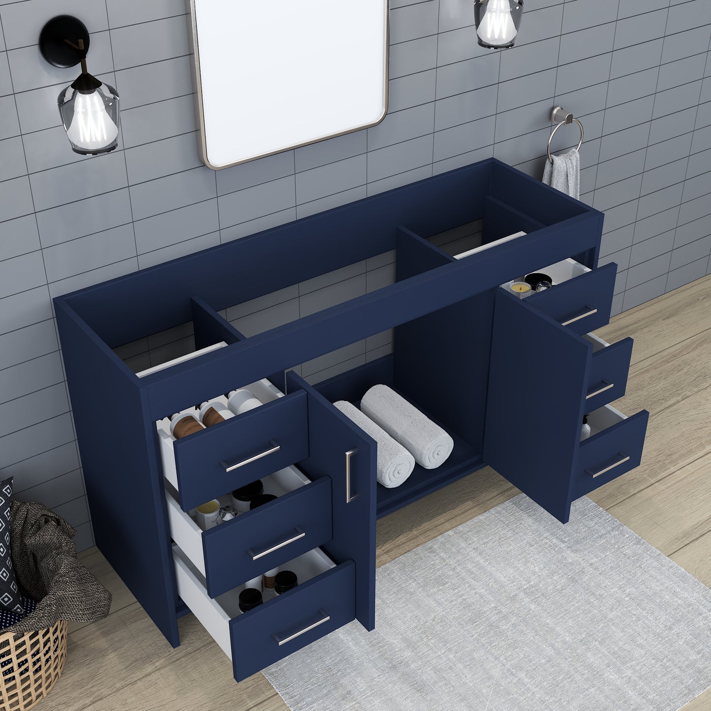 Rio 60" Double Sink Bathroom Vanity Cabinet Only