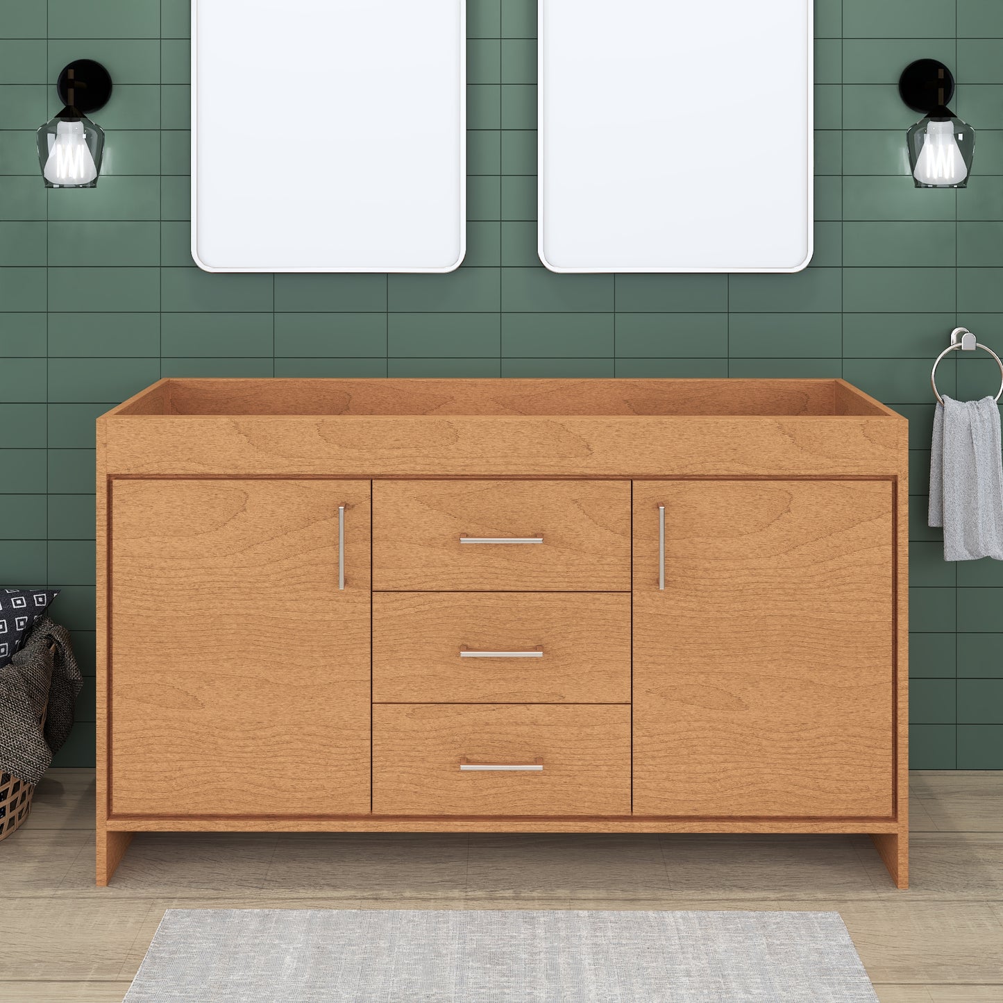 Rio 60" Double Sink Bathroom Vanity Cabinet Only
