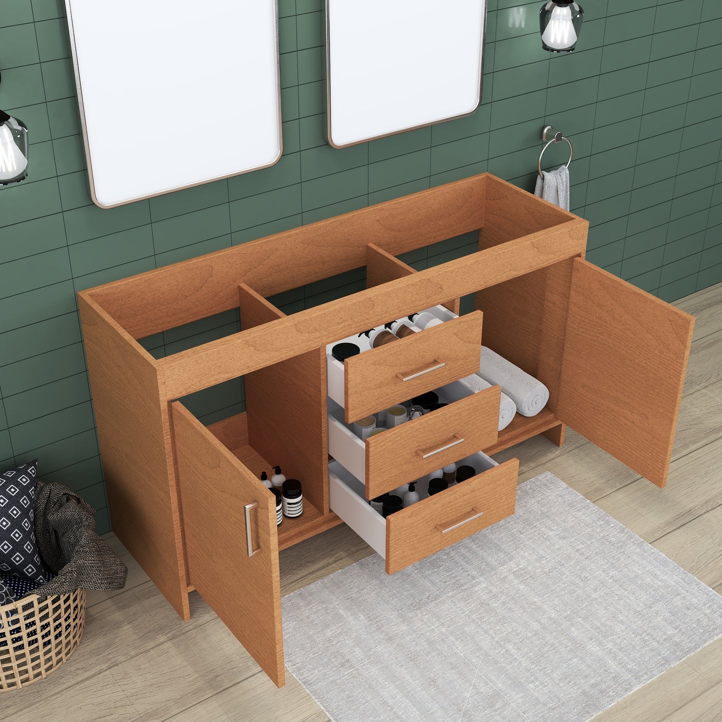 Rio 60" Double Sink Bathroom Vanity Cabinet Only
