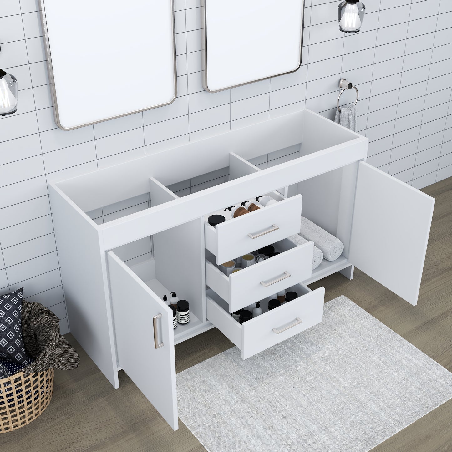Rio 60" Double Sink Bathroom Vanity Cabinet Only