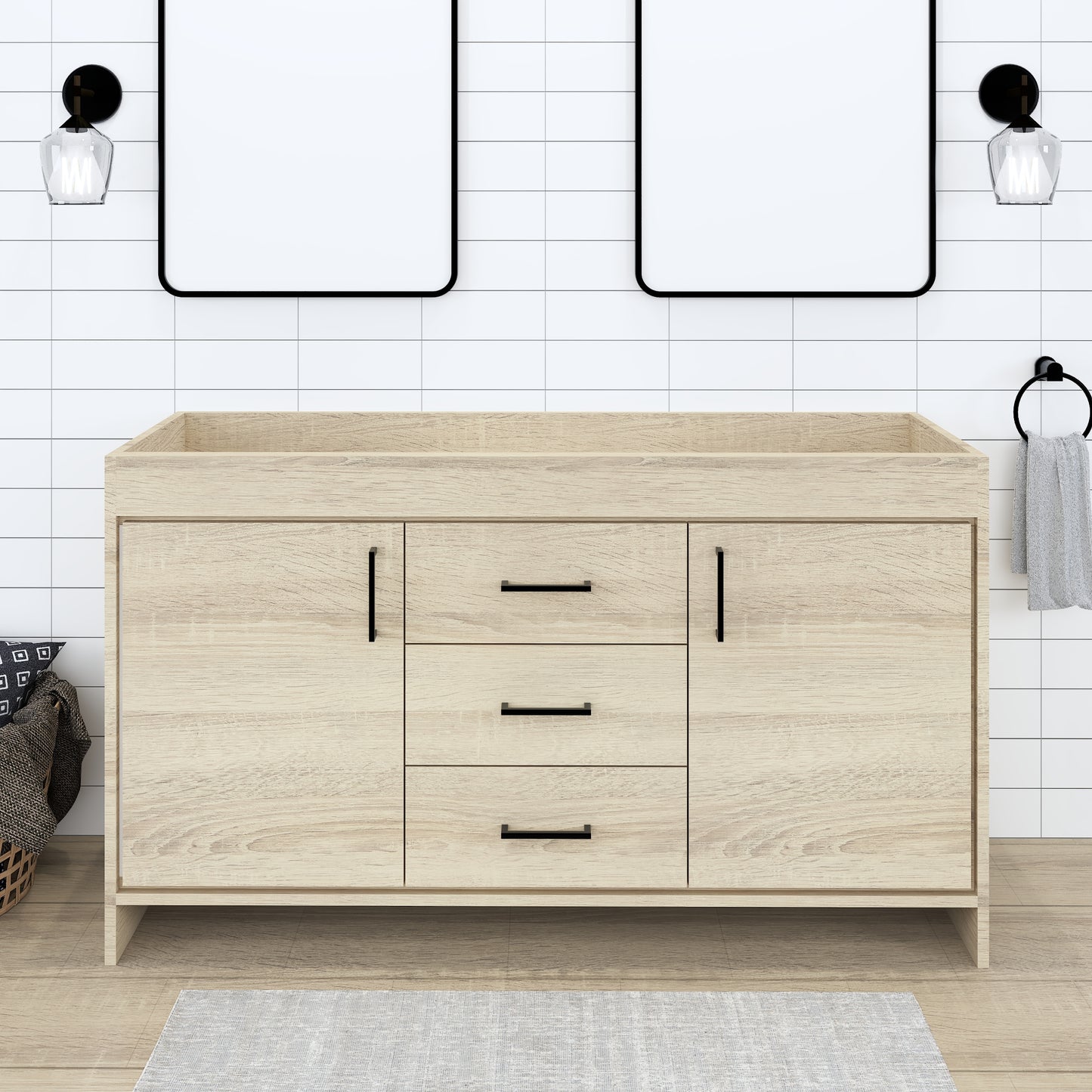 Rio 60" Double Sink Bathroom Vanity Cabinet Only
