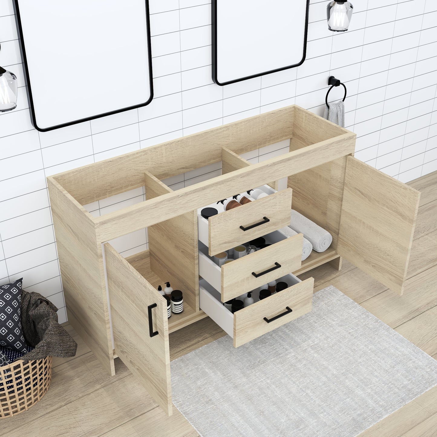 Rio 60" Double Sink Bathroom Vanity Cabinet Only