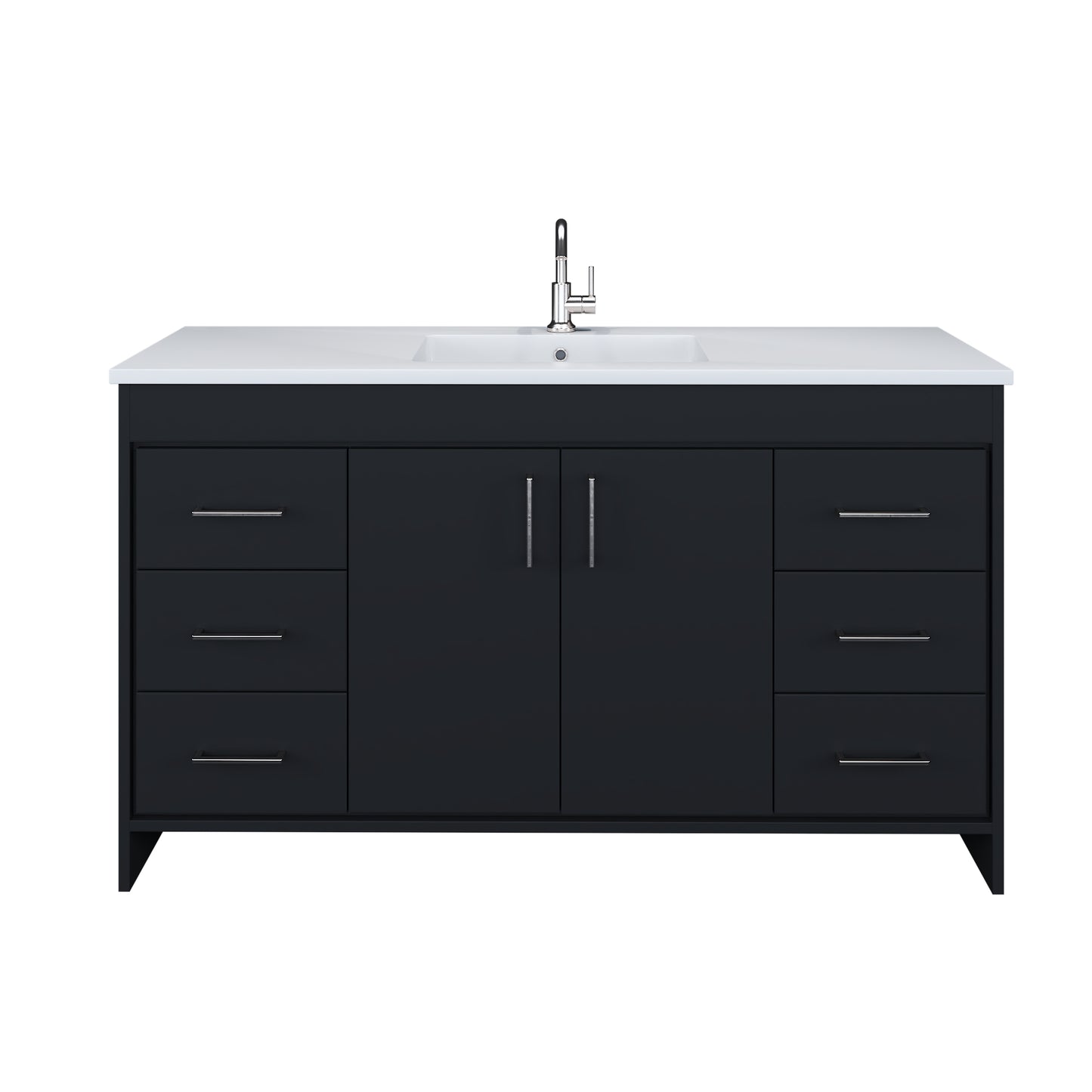 Rio 60" Single Sink Bathroom Vanity with Acrylic integrated counter top
