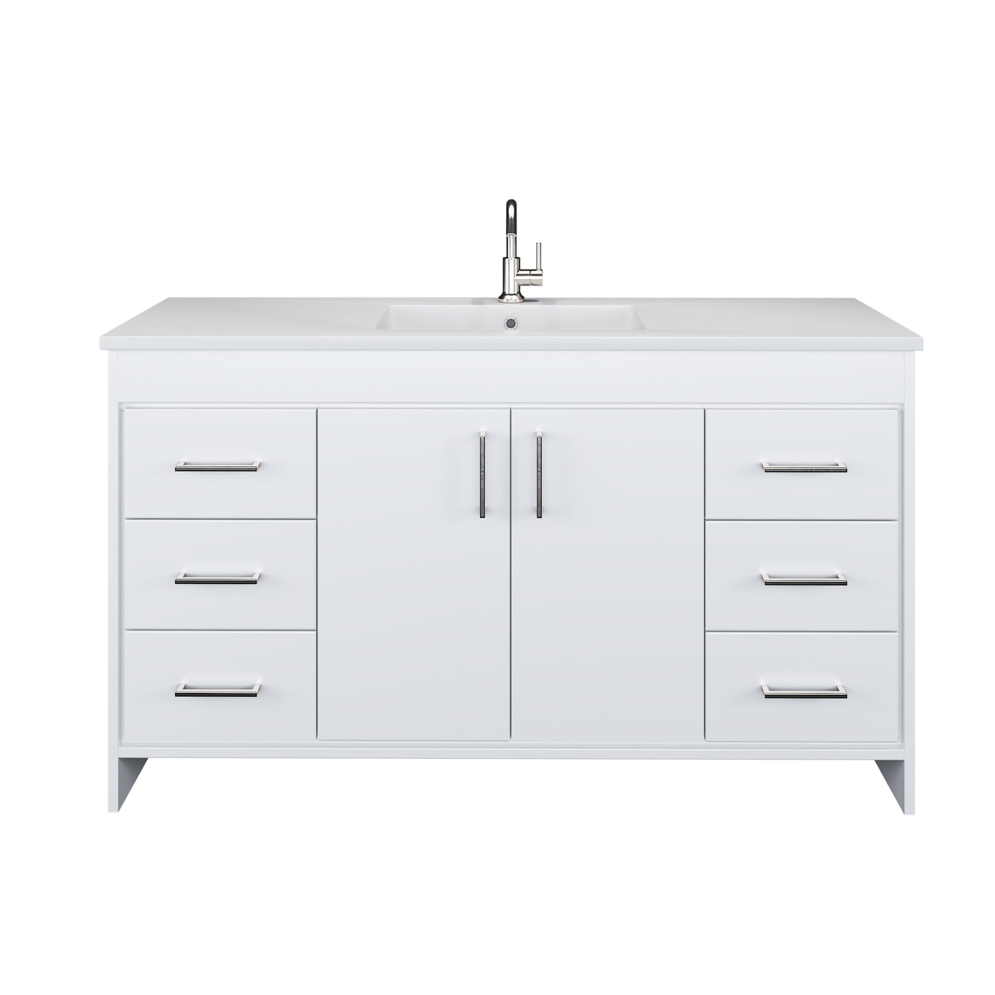 Rio 60" Single Sink Bathroom Vanity with Acrylic integrated counter top