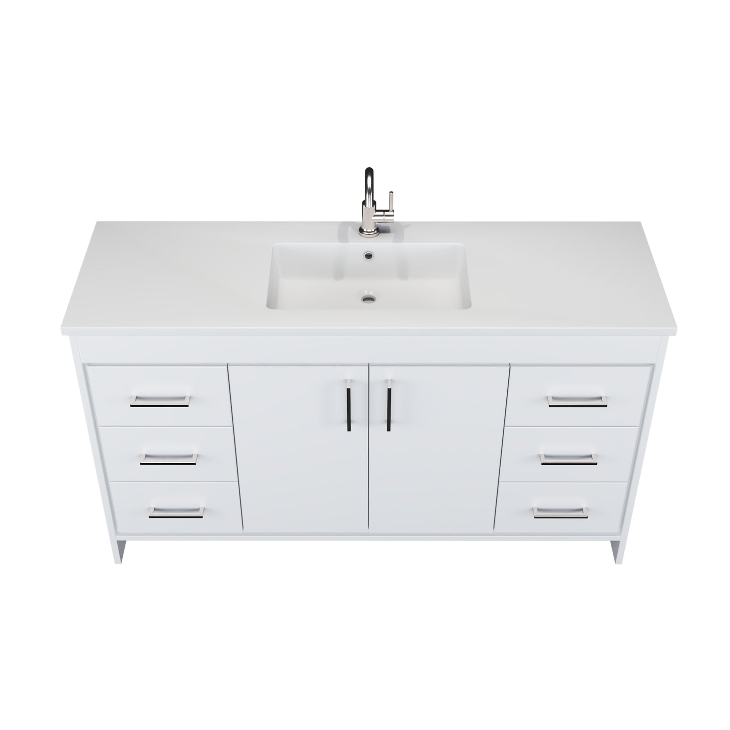 Rio 60" Single Sink Bathroom Vanity with Acrylic integrated counter top