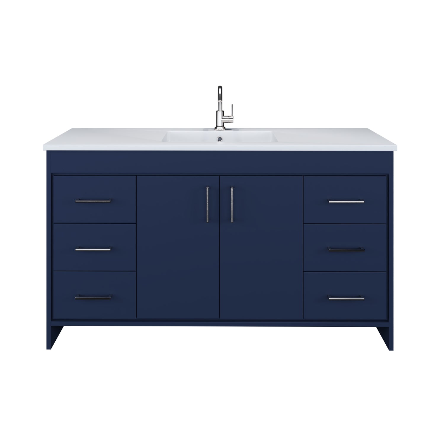 Rio 60" Single Sink Bathroom Vanity with Acrylic integrated counter top