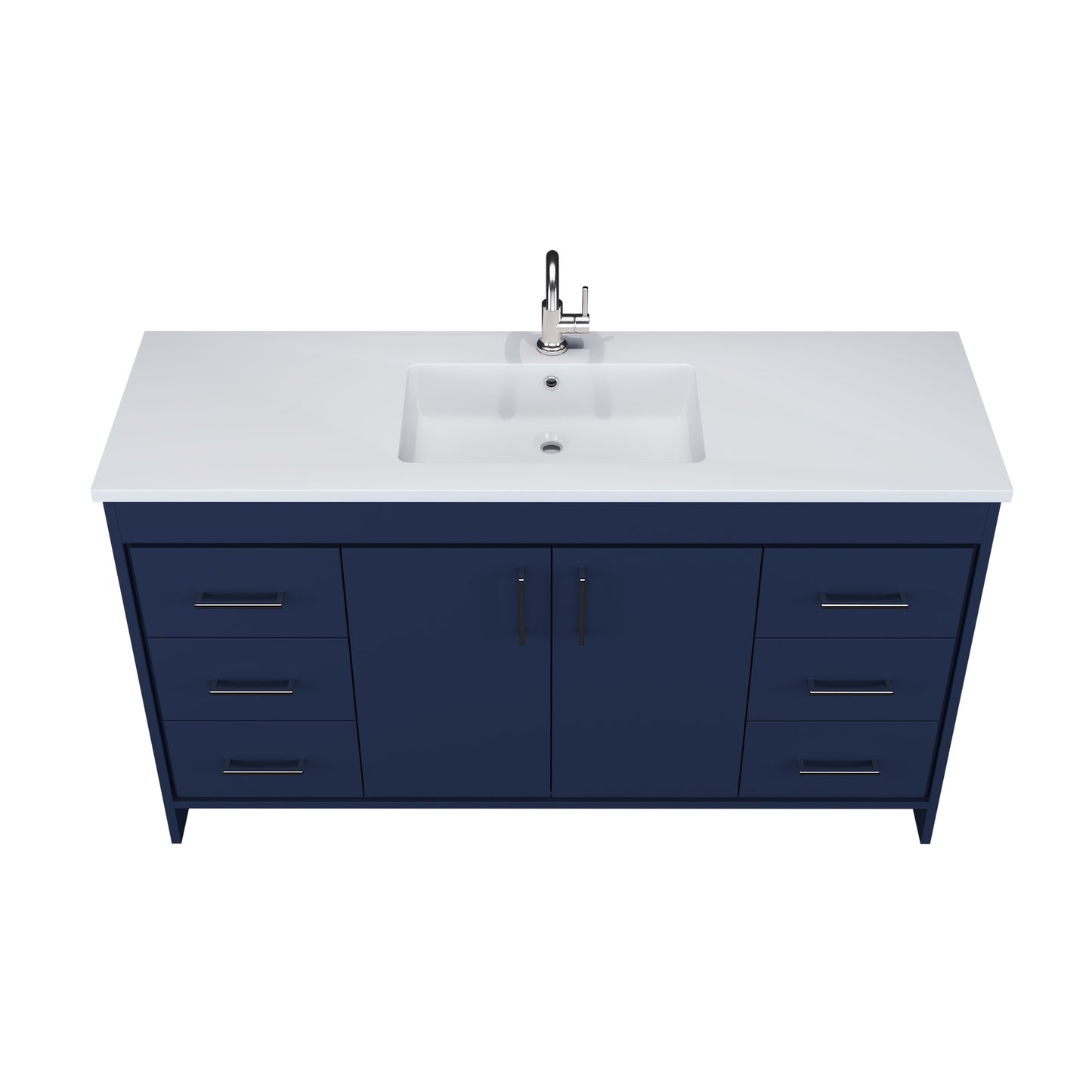 Rio 60" Single Sink Bathroom Vanity with Acrylic integrated counter top