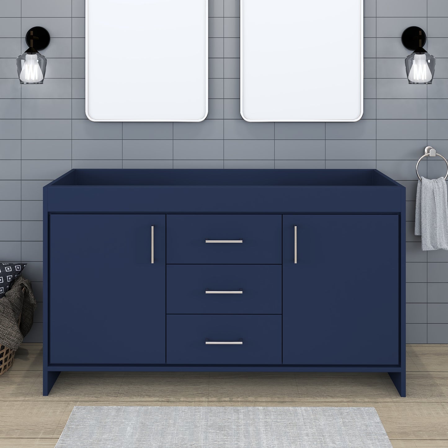 Rio 60" Double Sink Bathroom Vanity Cabinet Only