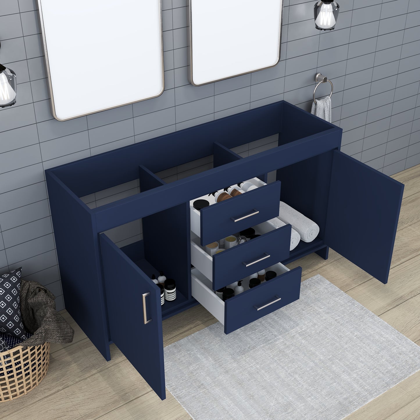 Rio 60" Double Sink Bathroom Vanity Cabinet Only