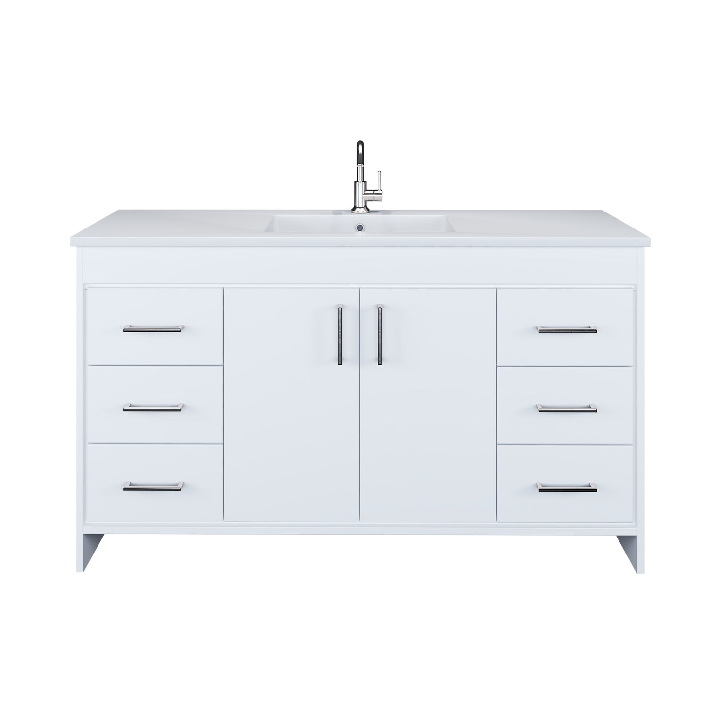 Rio 60" Single Sink Bathroom Vanity with Acrylic integrated counter top