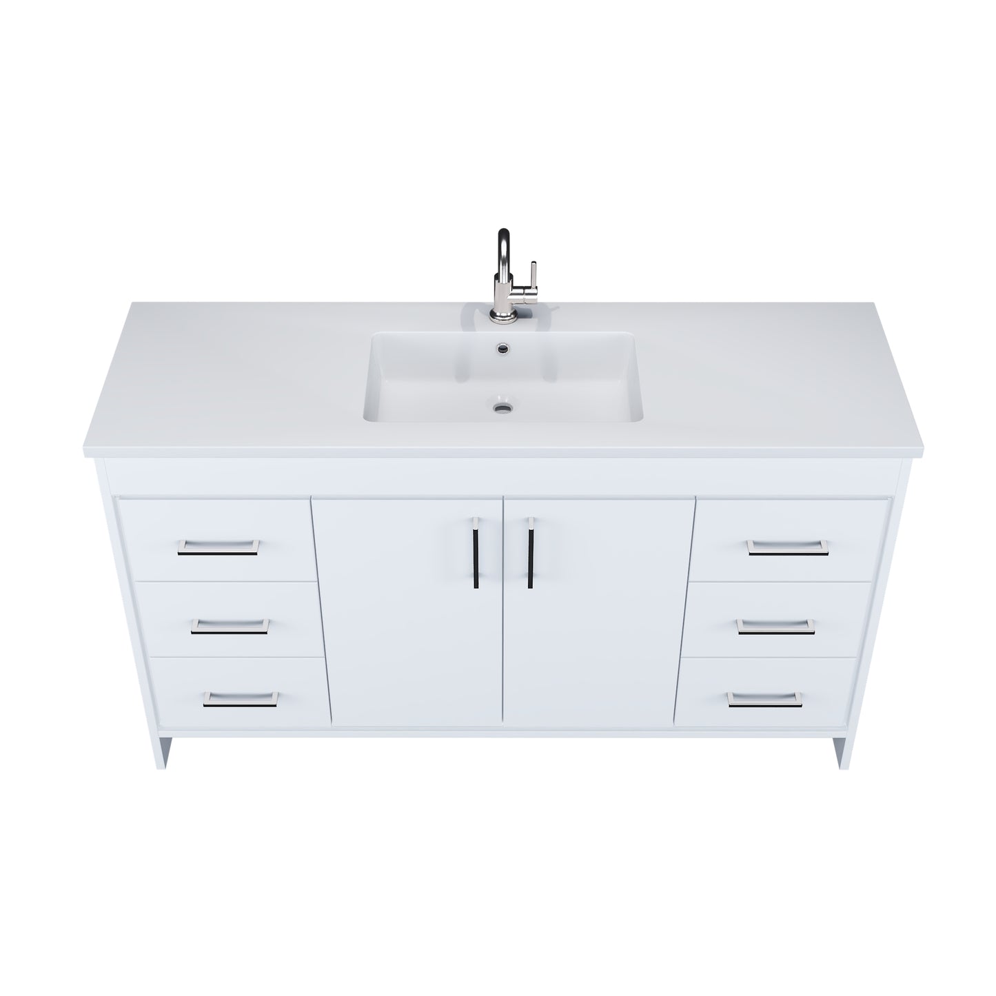 Rio 60" Single Sink Bathroom Vanity with Acrylic integrated counter top