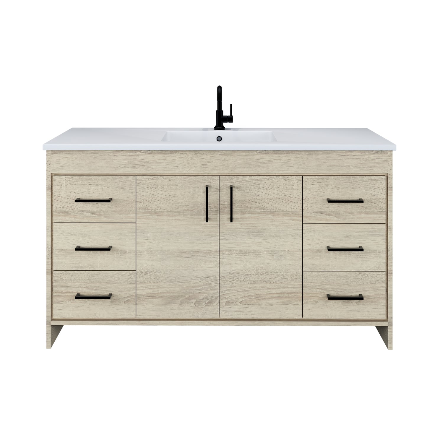 Rio 60" Single Sink Bathroom Vanity with Acrylic integrated counter top