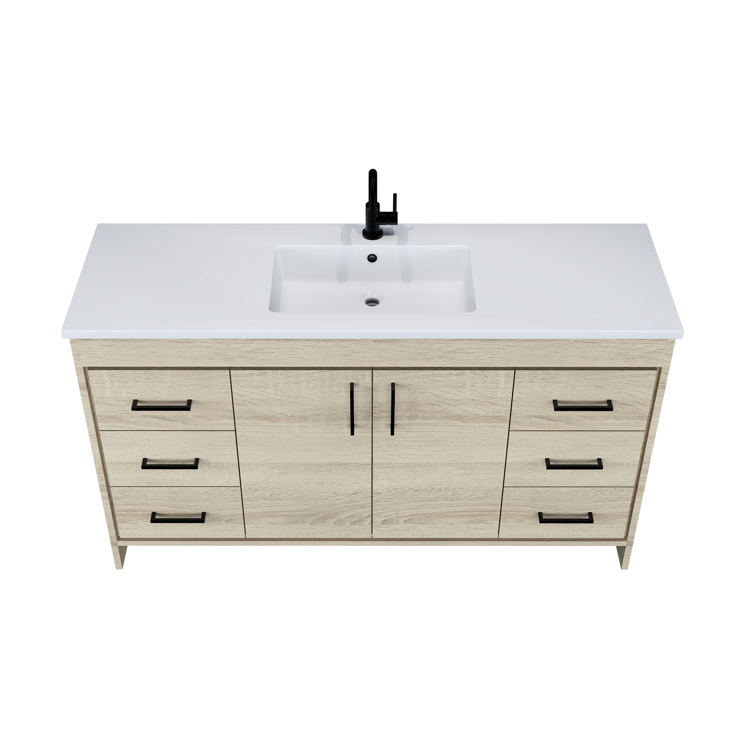 Rio 60" Single Sink Bathroom Vanity with Acrylic integrated counter top