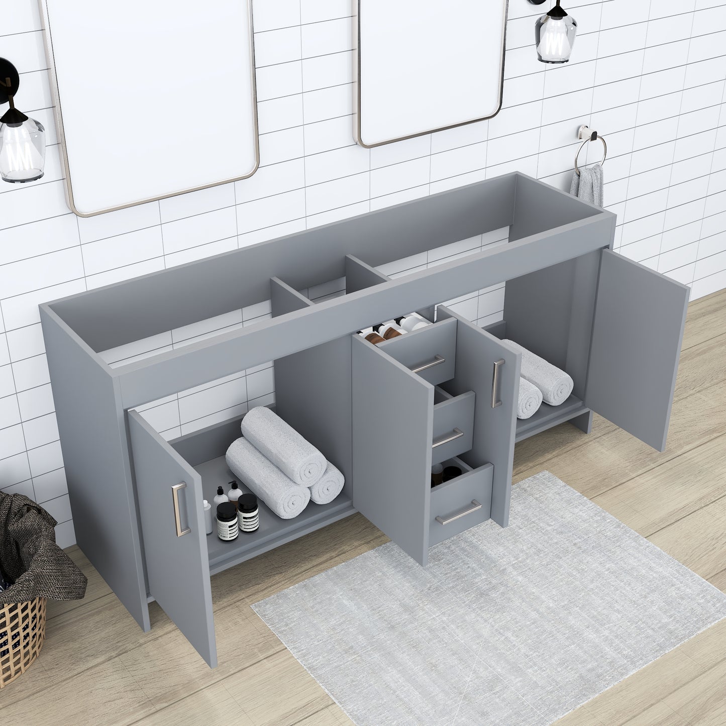 Rio 72" Double Sink Bathroom Vanity Cabinet Only