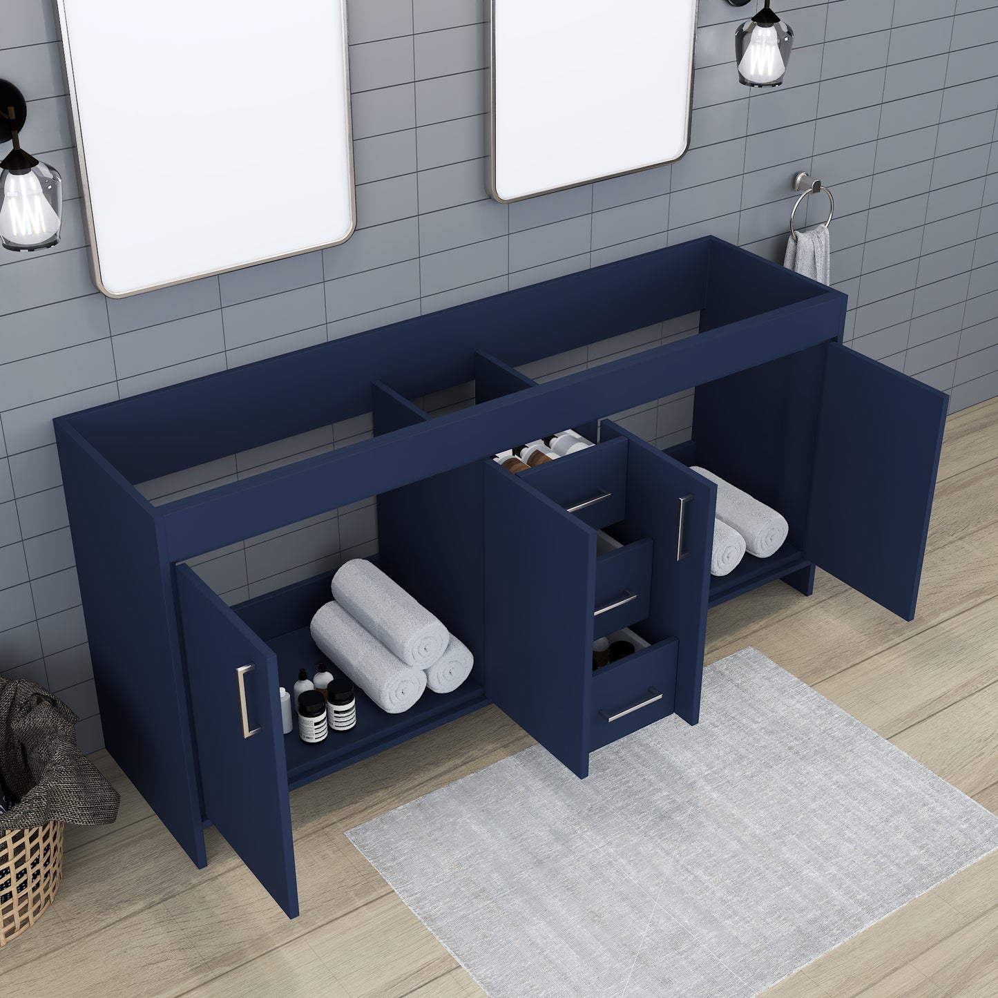 Rio 72" Double Sink Bathroom Vanity Cabinet Only
