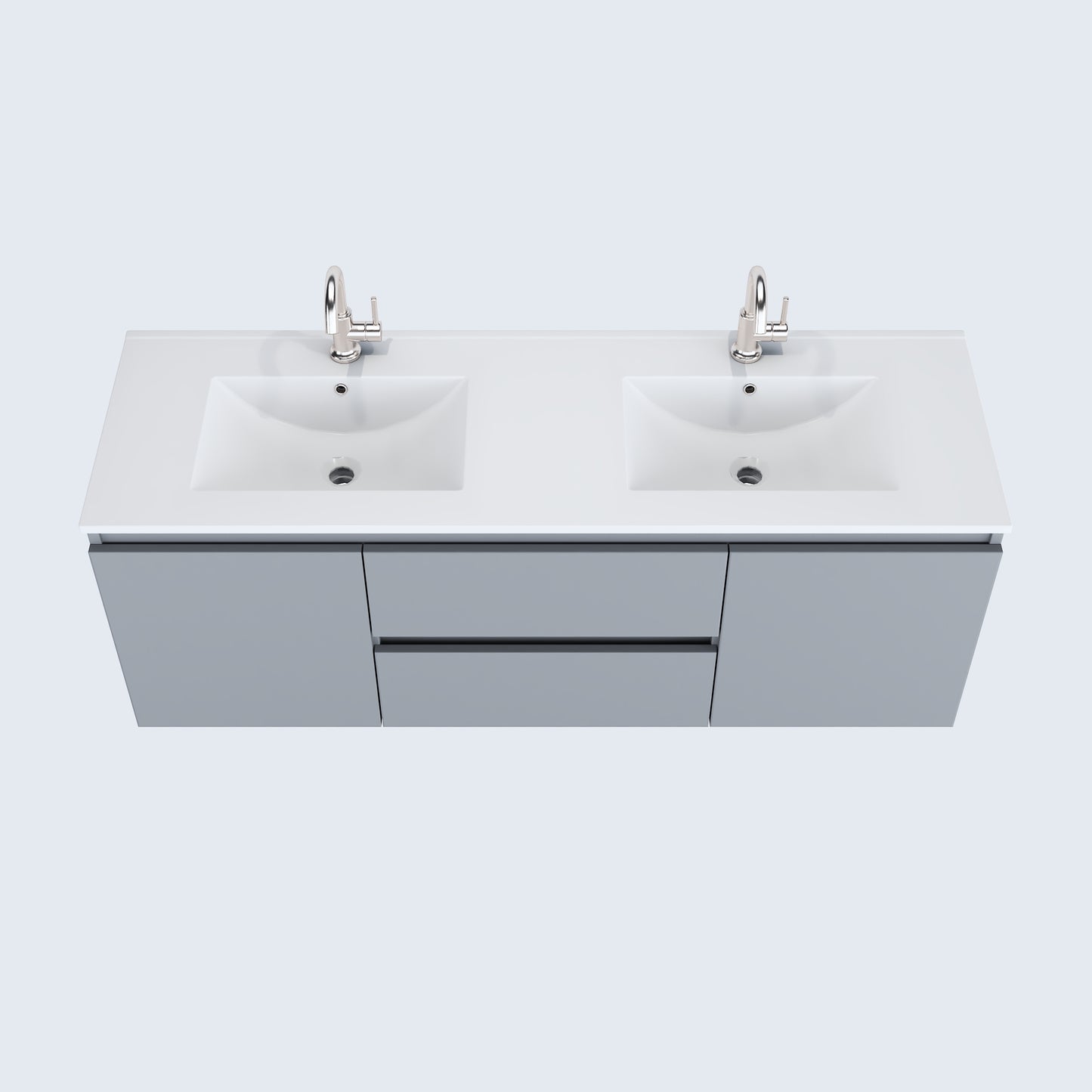 Salt 60" Double SInk Bathroom Vanity with integrated counter top