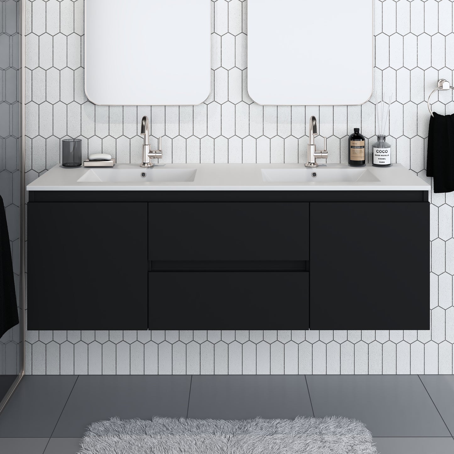 Salt 60" Double SInk Bathroom Vanity with integrated counter top