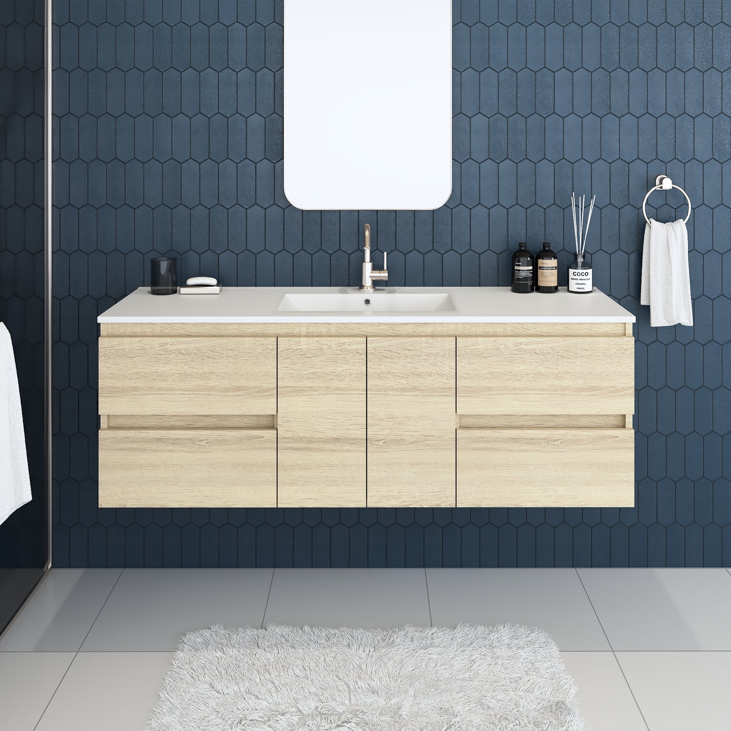 Salt 60" Single Sink Bathroom Vanity with integrated counter top