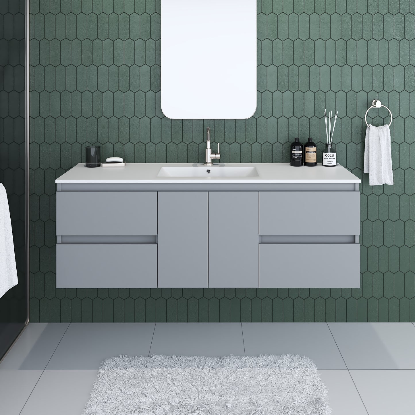 Salt 60" Single Sink Bathroom Vanity with integrated counter top