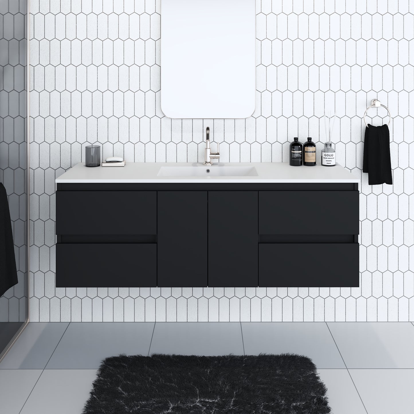 Salt 60" Single Sink Bathroom Vanity with integrated counter top