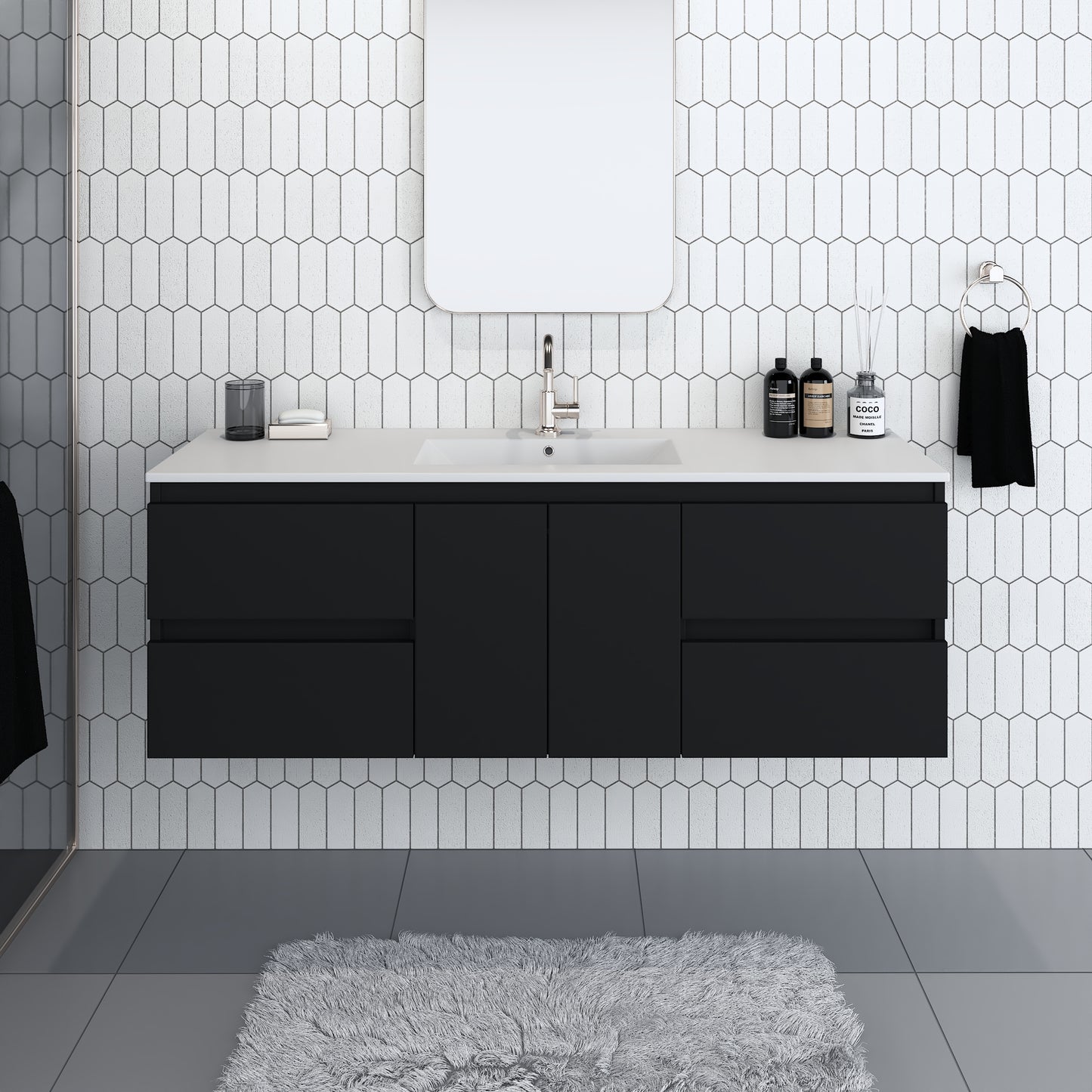 Salt 60" Single Sink Bathroom Vanity with integrated counter top