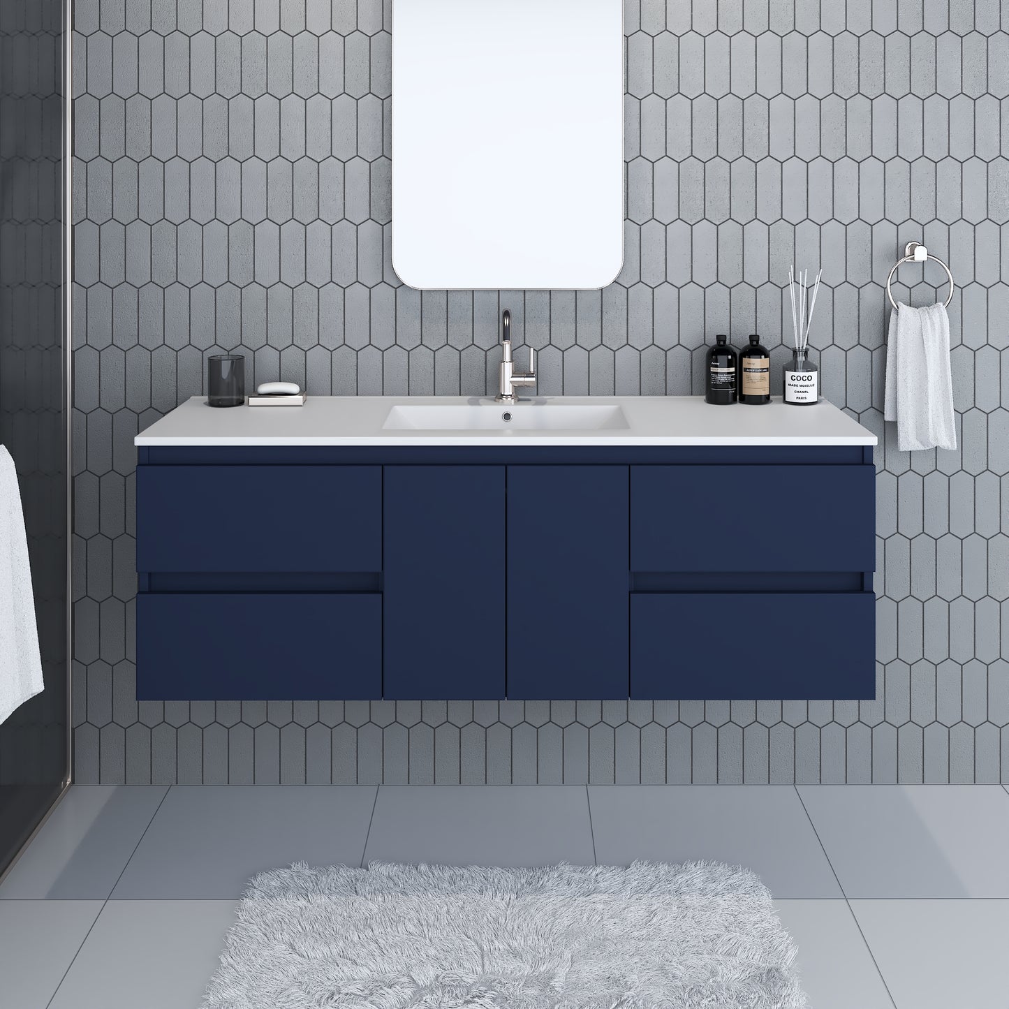 Salt 60" Single Sink Bathroom Vanity with integrated counter top
