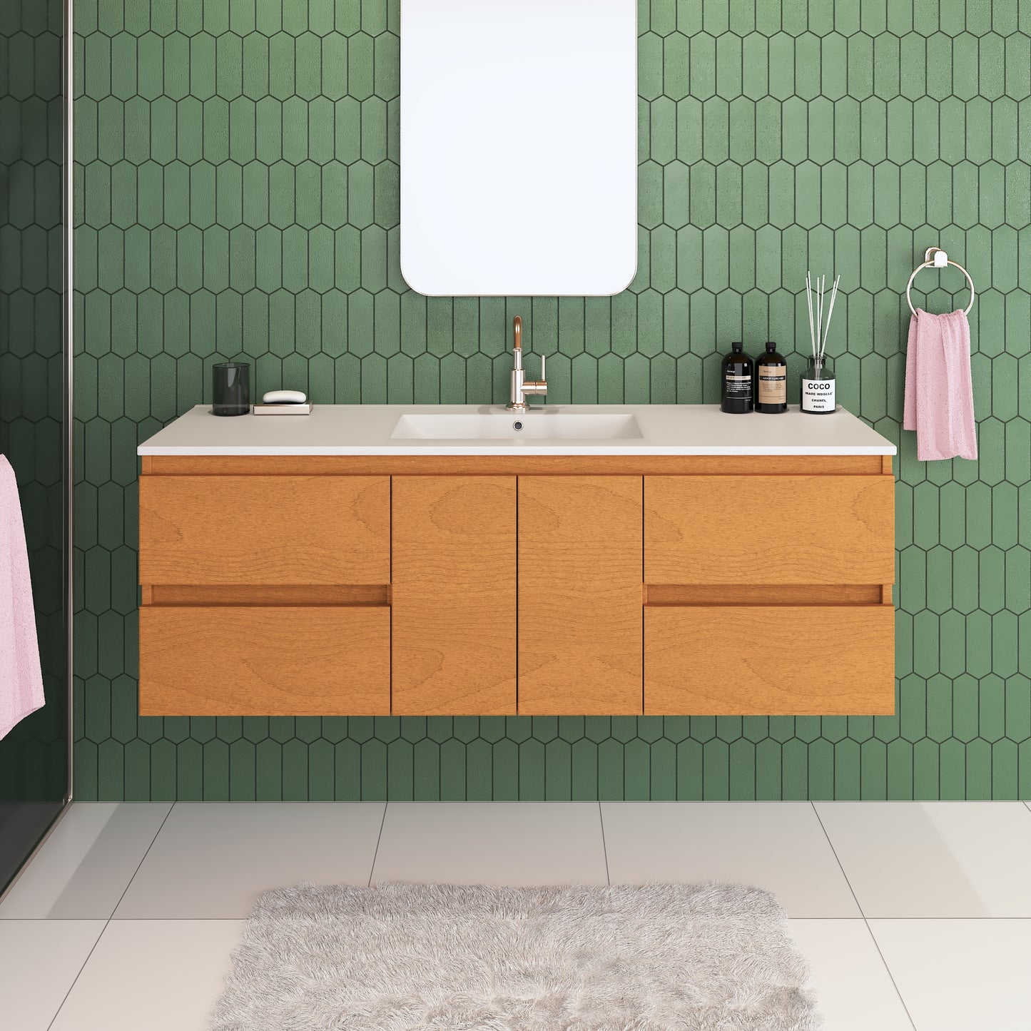 Salt 60" Single Sink Bathroom Vanity with integrated counter top