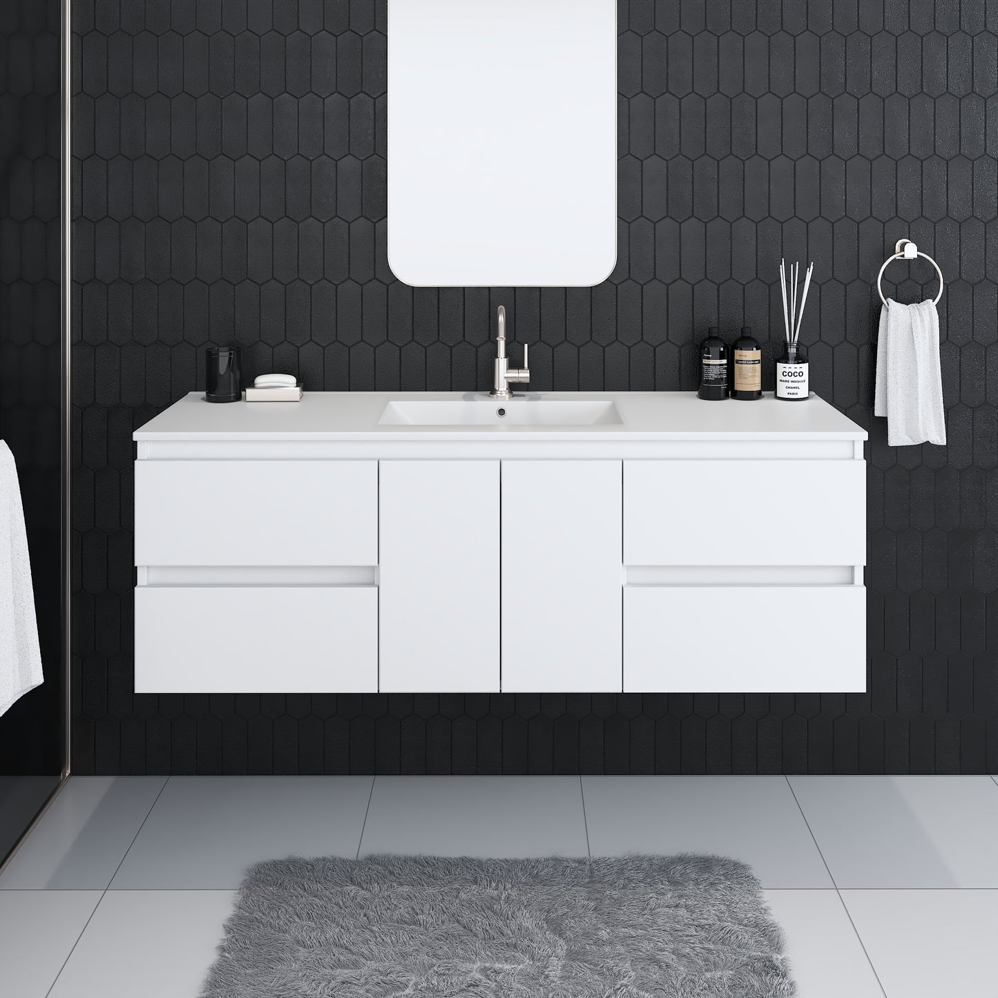 Salt 60" Single Sink Bathroom Vanity with integrated counter top