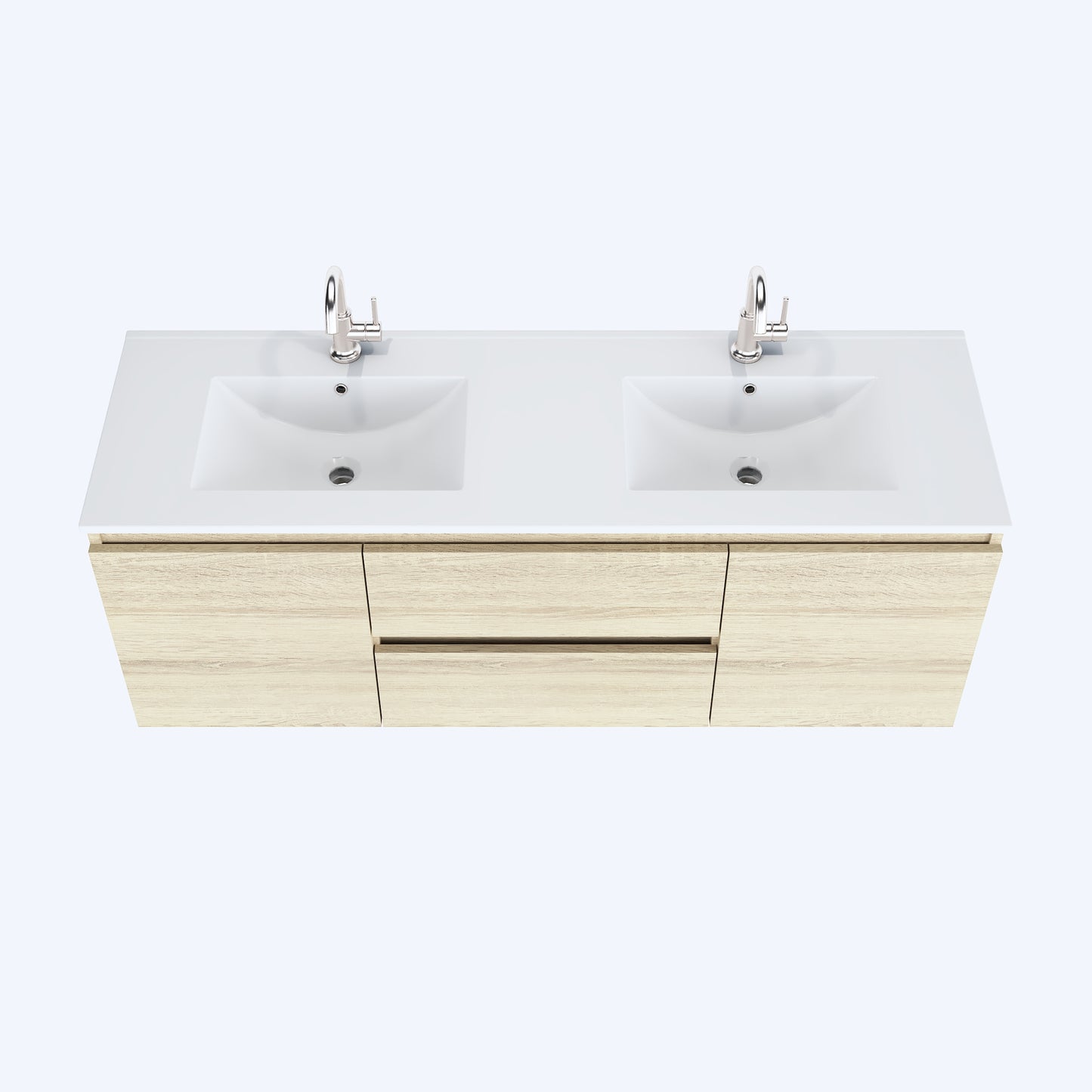 Salt 60" Double SInk Bathroom Vanity with integrated counter top